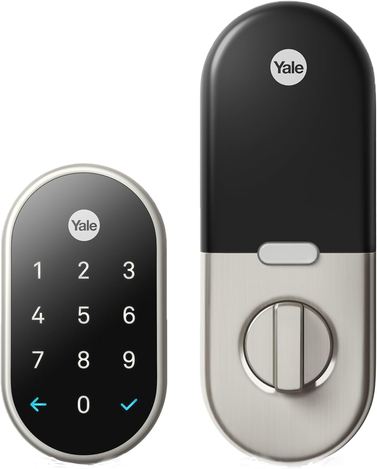 Google Nest x Yale Lock - Tamper-Proof Smart Lock for Keyless Entry - Keypad Deadbolt Lock for Front Door - Satin Nickel