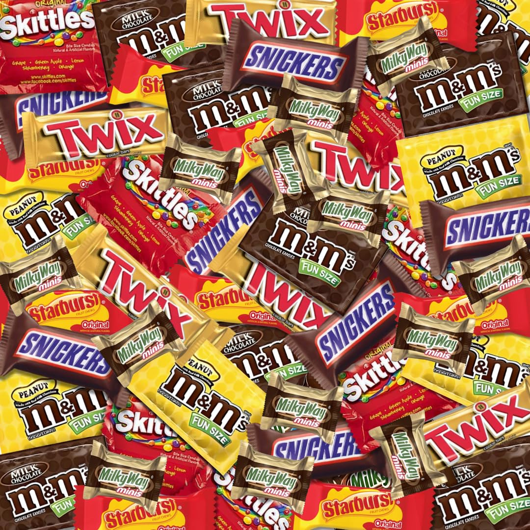 West End Foods (5 lbs) Bundle with Twix, Snickers, Milky Way, M&M's Milk Chocolate, Skittles, Starburst, M&M's Peanut Fun & Mini Size Bulk Chocolate Candy Variety Pack