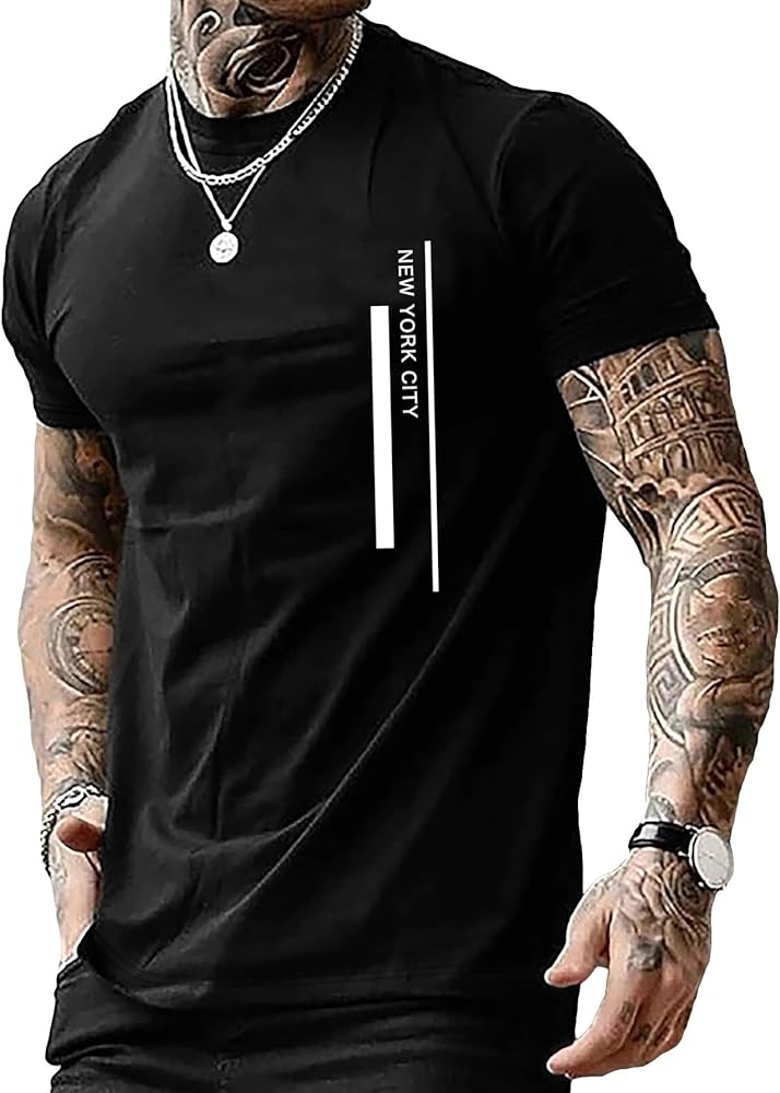 SOLY HUX Men's Color Block Letter Print Short Sleeve T Shirt Casual Summer Tee Tops