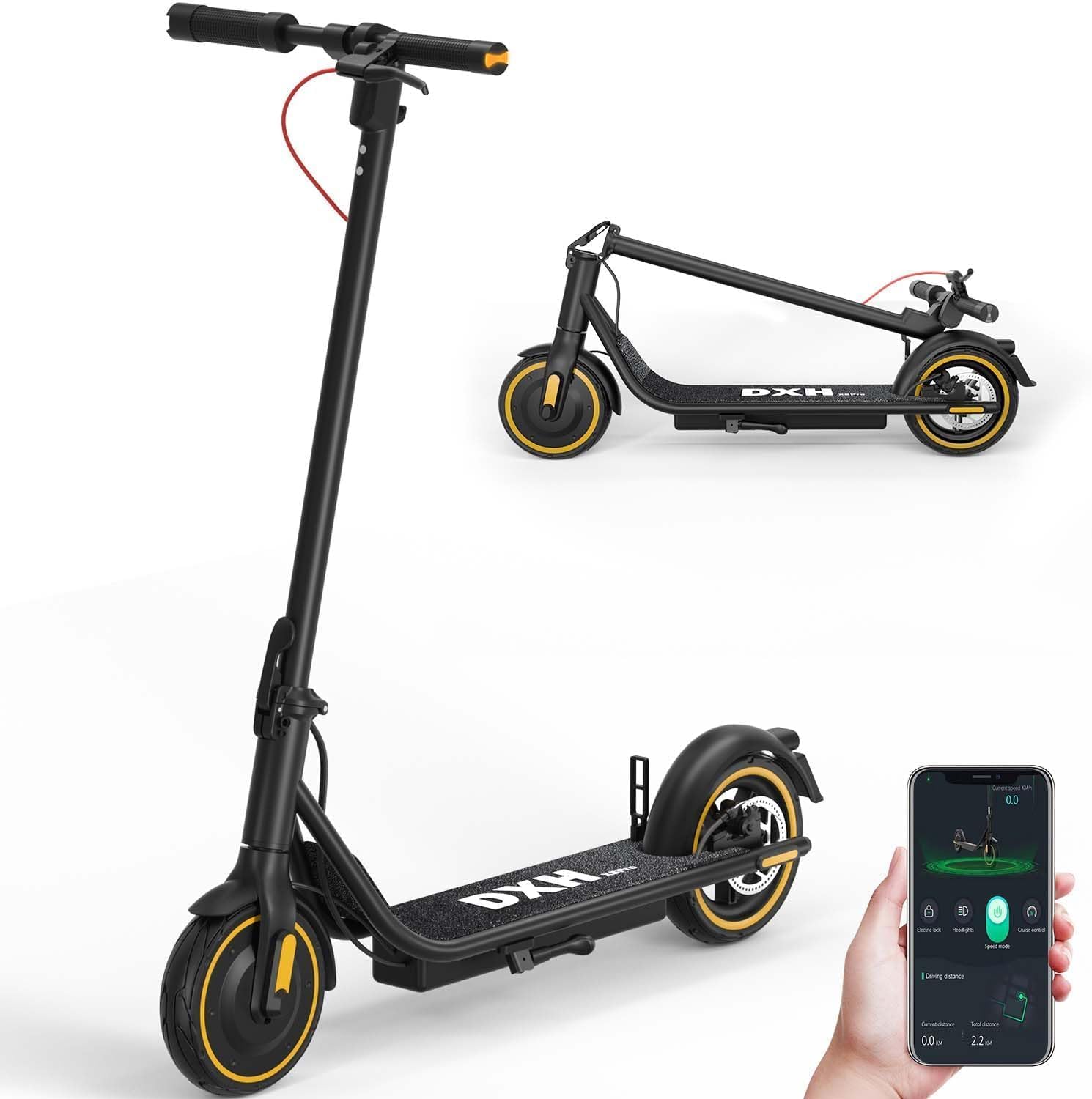 Electric Scooter for Youth Adults, Kick Stand Escooter Lightweight Compact Foldable Design with Powerful 350W Motor up to Fast 19 Mph Ride 18 Miles Long Range, Ideal Urban Campus Commuter