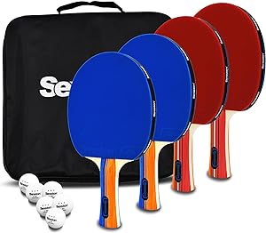 Senston Ping Pong Paddles Family Entertainment Set, Ideal for Entertainment or Competition - Ping Pong Paddle Set with Advanced Speed, Control and Spin