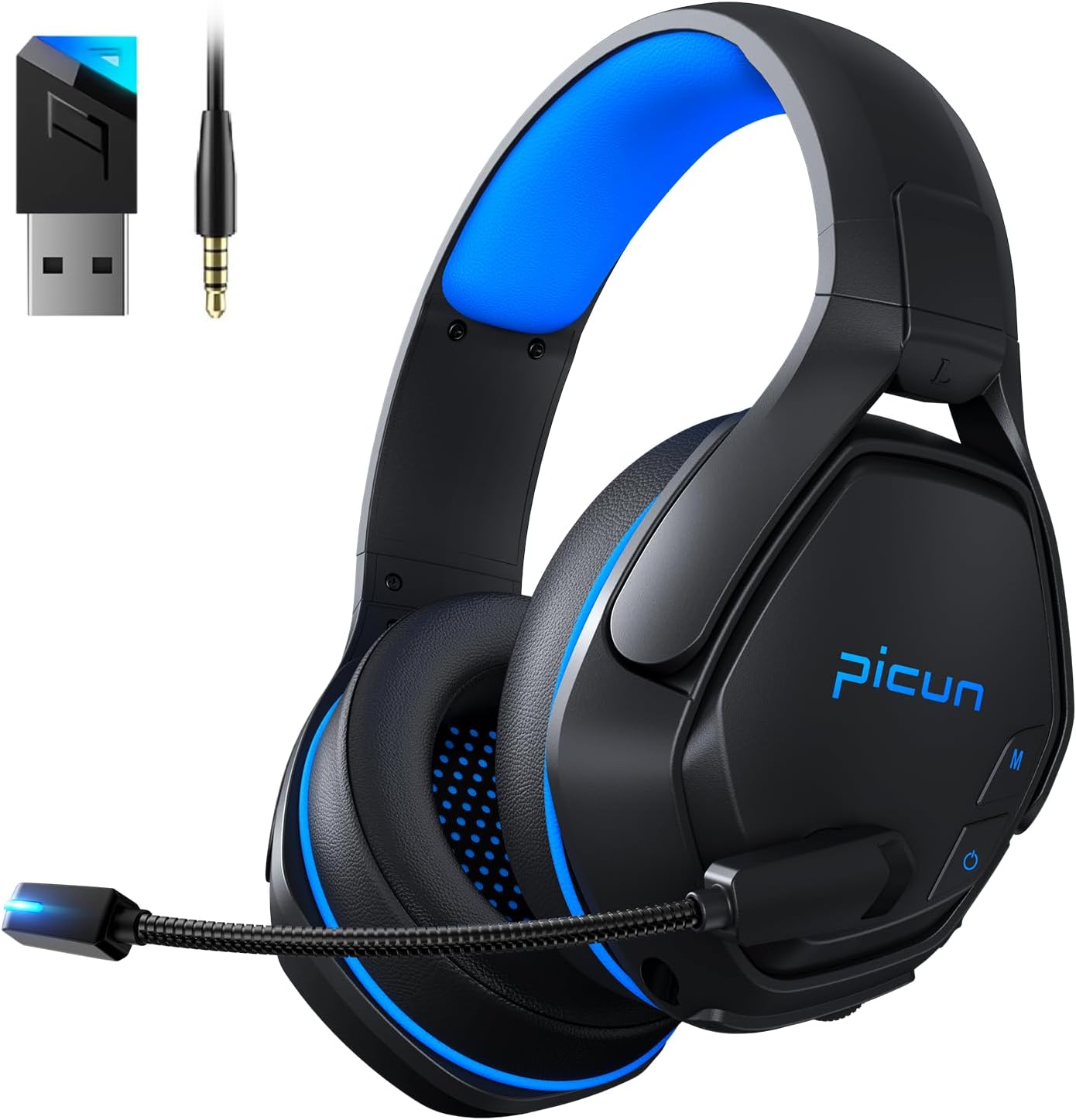 Wireless Gaming Headset, 2.4GHz USB Gaming Headphones for PC PS5 PS4 Mac Switch with Bluetooth 5.2, 100H Battery, ENC Noise Canceling Mic, RGB Light, 3.5mm Wired Jack for Xbox Series