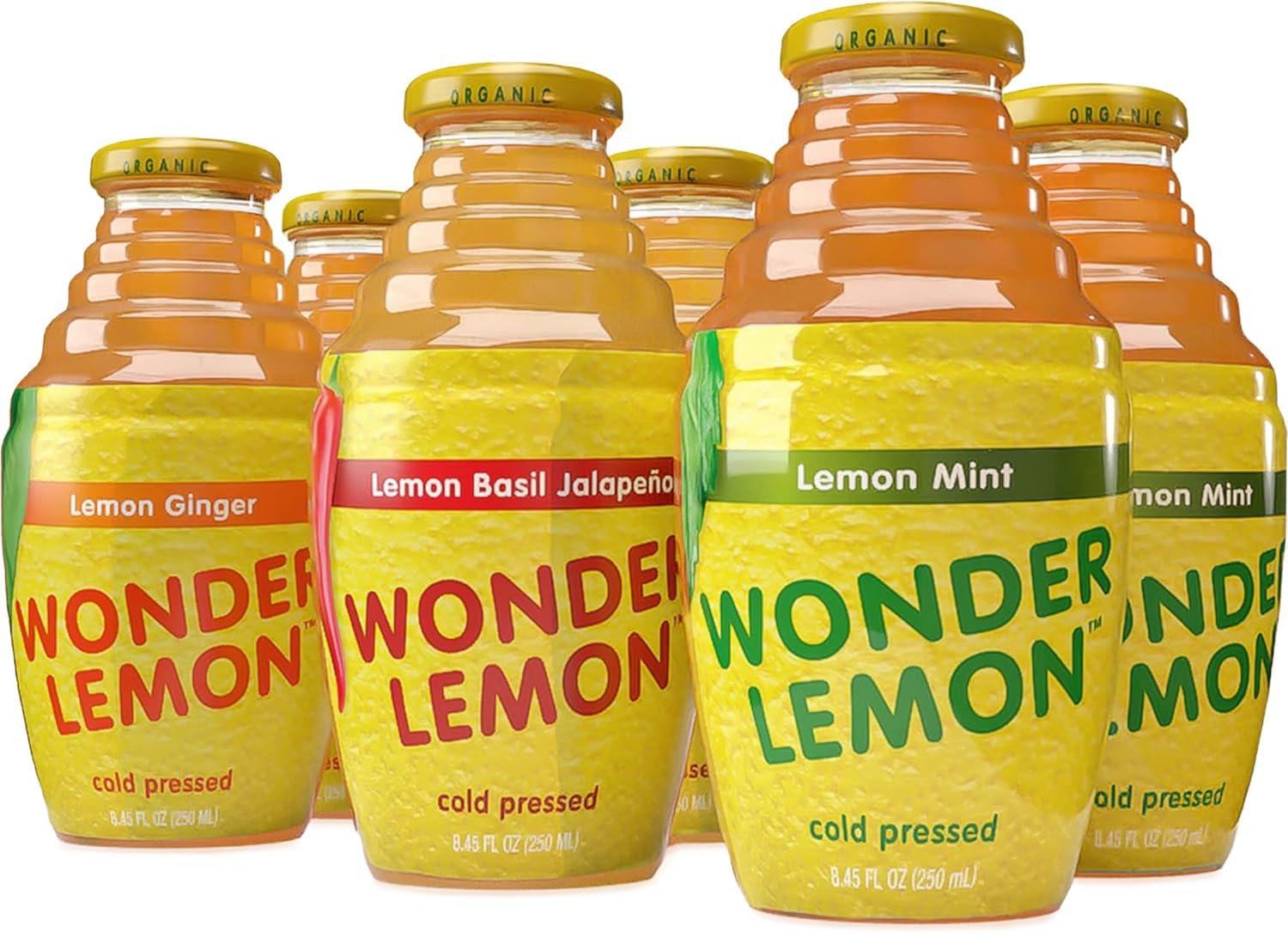 Wonder Lemon Organic Lemon Cold Pressed Juice, Variety Pack, 8.45oz, 6 Pack