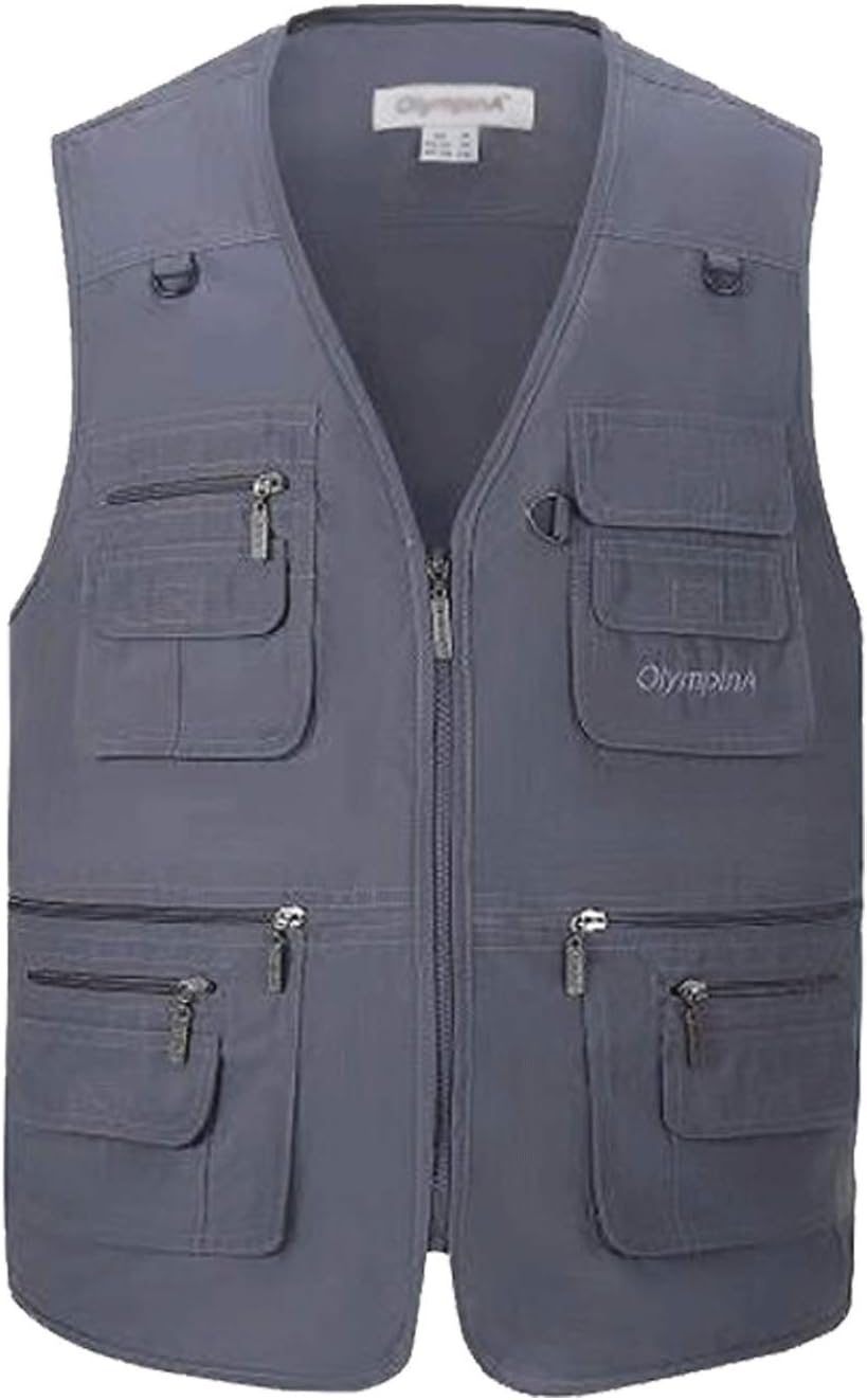 Flygo Mens Summer Outdoor Work Safari Fishing Travel Photo Vest with Pockets