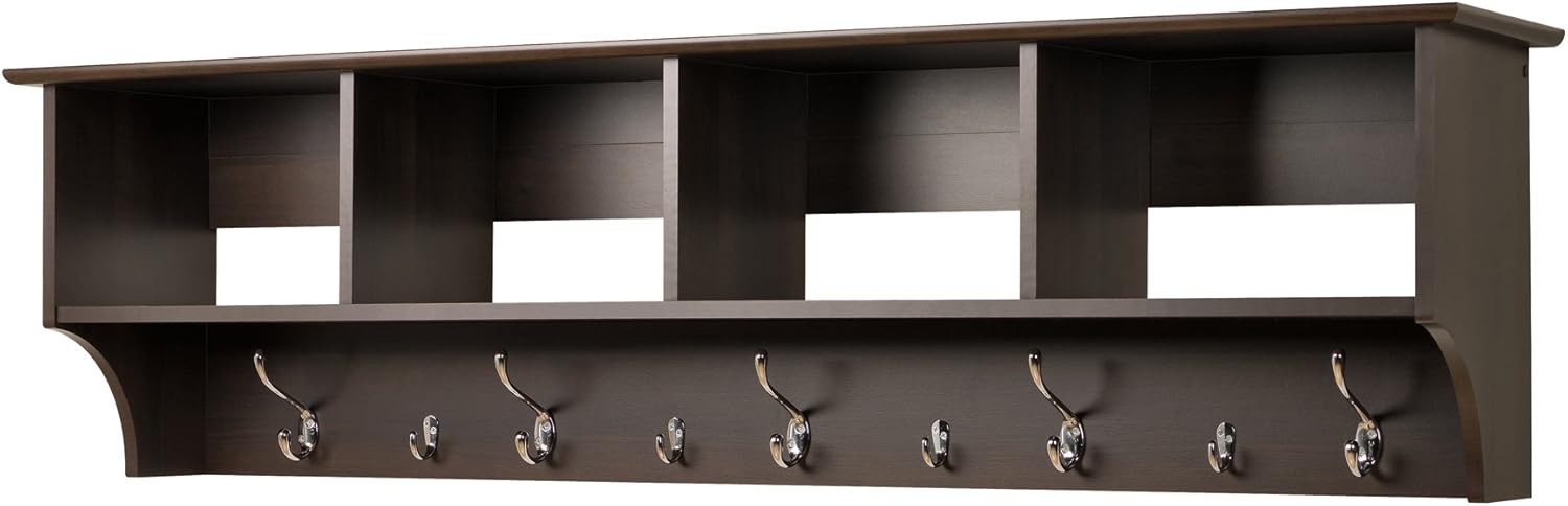 Prepac 60 inch Wide Hanging Entryway Shelf, Espresso