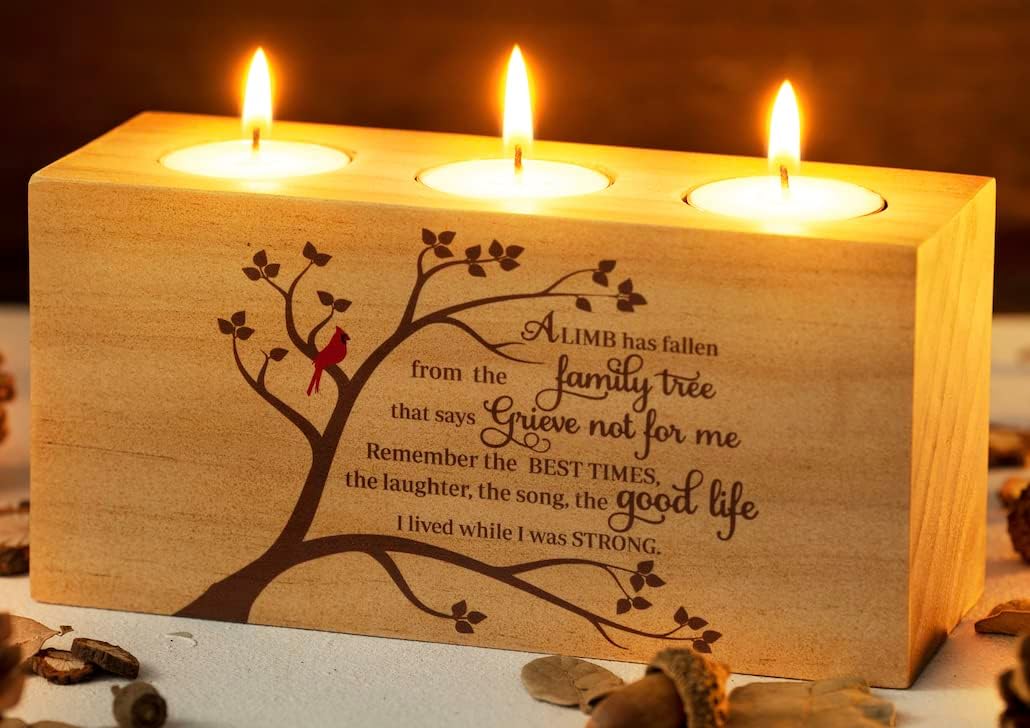 Sympathy Gift, Memorials Gifts for Loss Mother Father, Memorial Cardinals Gift, Bereavement Gift Ideas, Rememberance Gift for Loss, Memorial Candle Holder 3 Votive Tea Light (A LIMB)