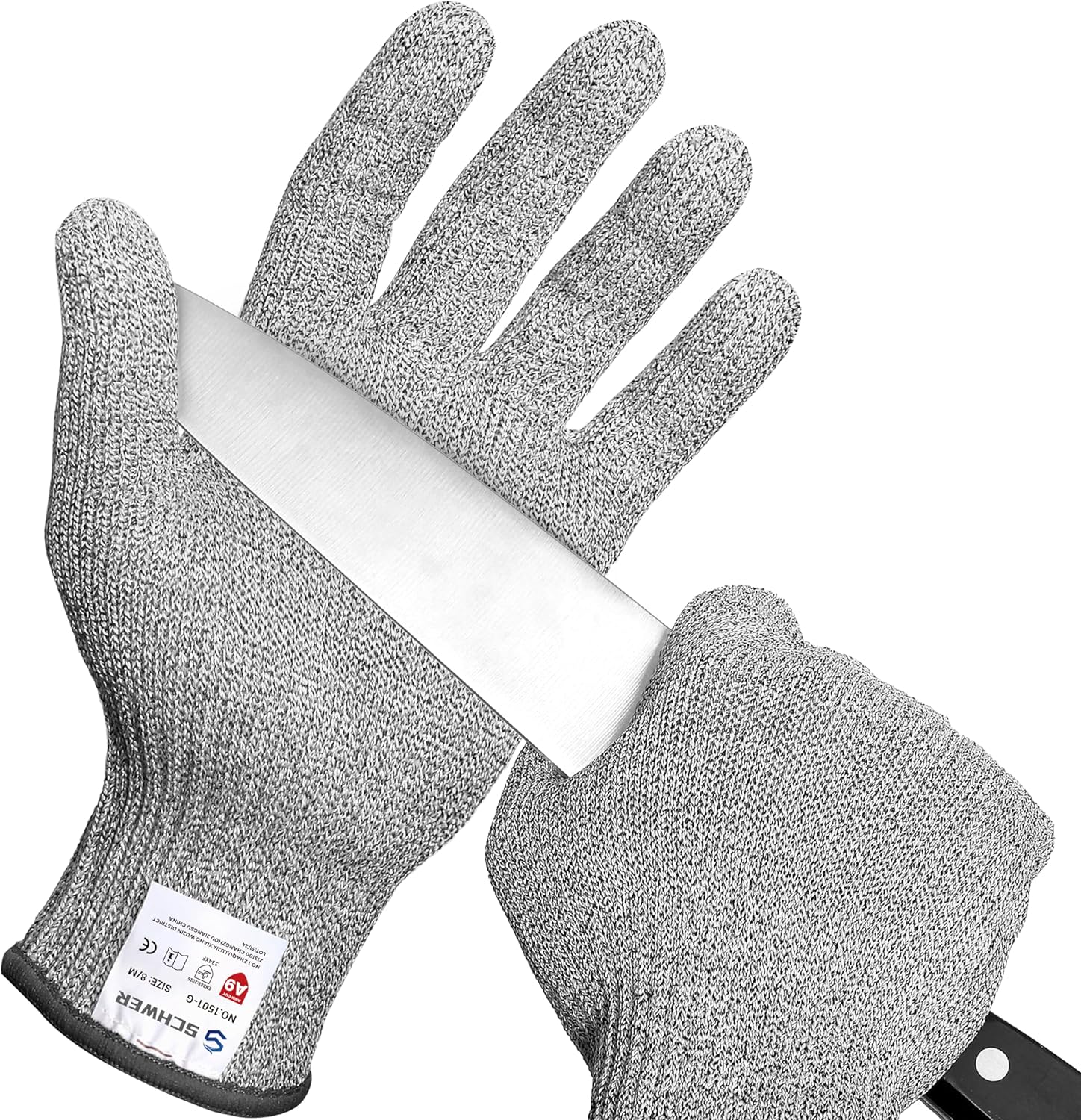 Schwer SlicePro ANSI A9 Cut Resistant Gloves, Food Grade Reliable Cutting Gloves, Mandoline Gloves for Kitchen Meat Cutting, Oyster Shucking, Fish Fillet Processing, Wood Working, AR1501, L