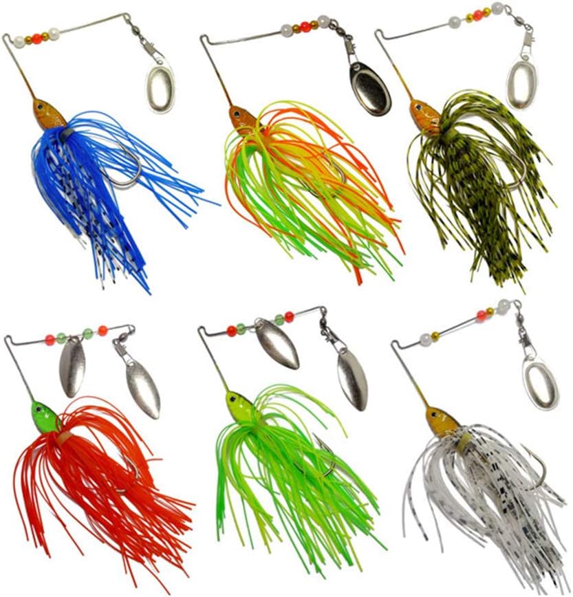 6 Pcs Fishing Lures Spinner Baits for Bass Fishing,Trout Salmon Hard Metal Spinnerbaits