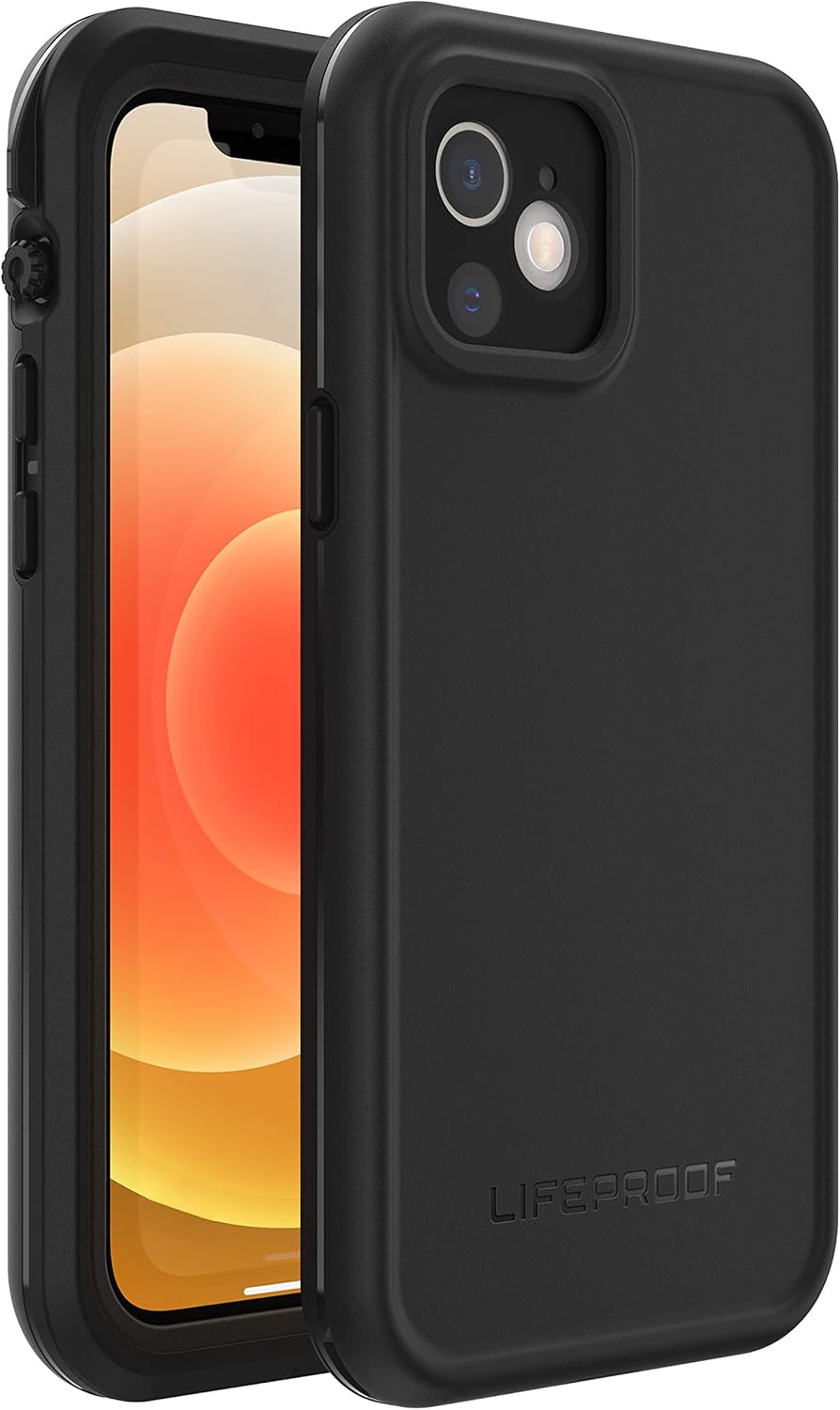 LifeProof Fre Case for iPhone 12, Waterproof (IP68), Shockproof, Dirtproof, Drop Proof to 2 Meters, Sleek and Slim Protective Case with Built in Screen Protector, Black