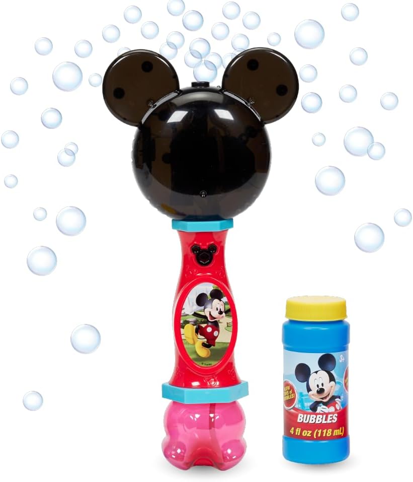 Little Kids Disney Mickey Mouse Light and Sound Musical Bubble Wand, Includes Bubble Solution, Multi (20511)