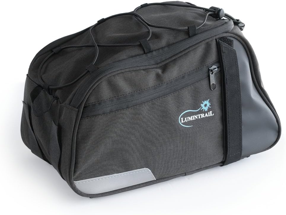 Lumintrail 8L Bike Trunk Bag - Durable Bicycle Cargo Rack Bag - Secure Rack Attachments - For Bike Rear Racks