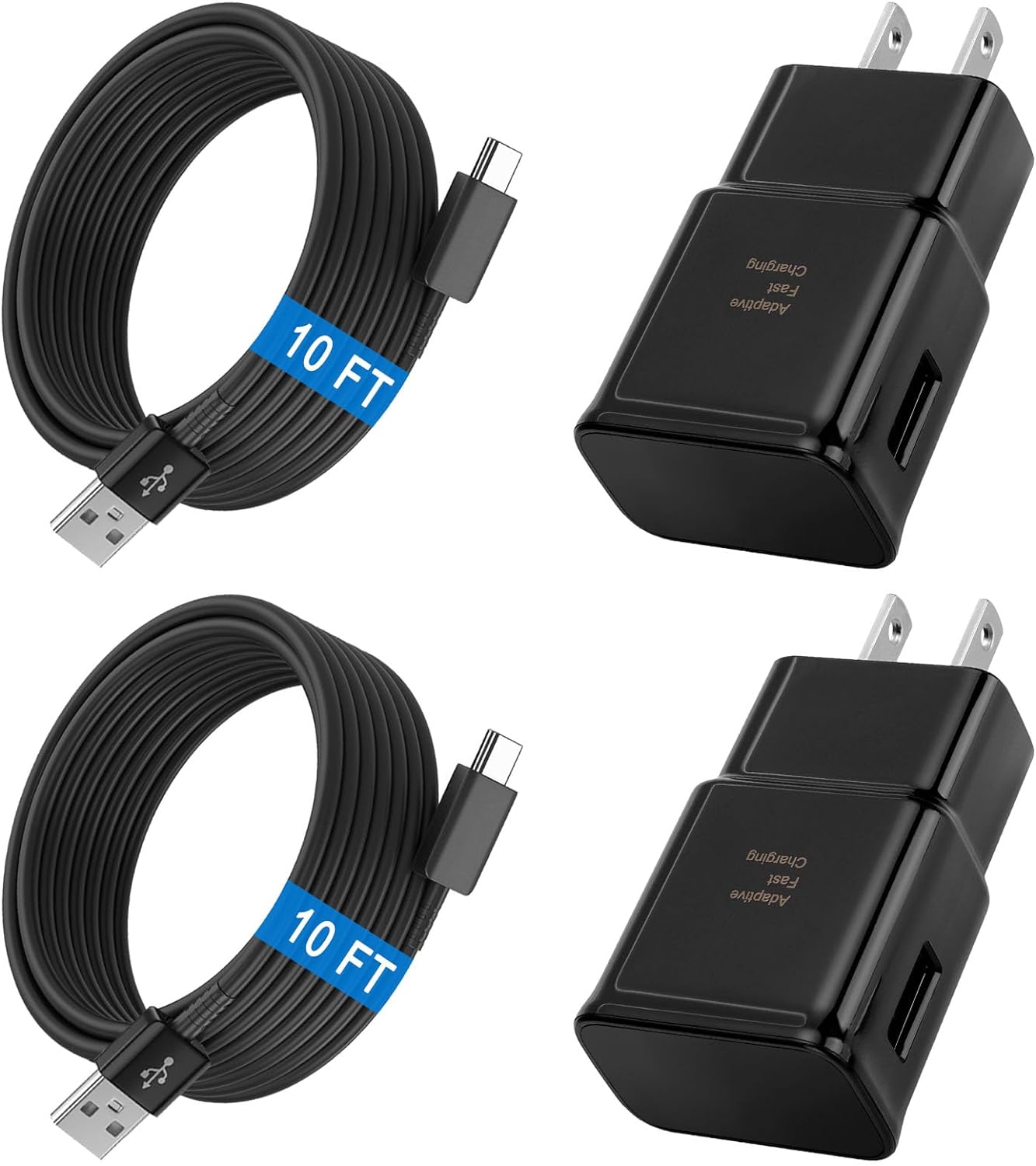 Android Phone Charger Type C with 10 FT C Cable Fast Charging for Samsung Galaxy S10/S10e/S10 /S9 /S8 /S23/S22/S21 Ultra/S20/Note 20/Note 10/Note 9/Z Flip 3/A03s/A02s, 2Pack