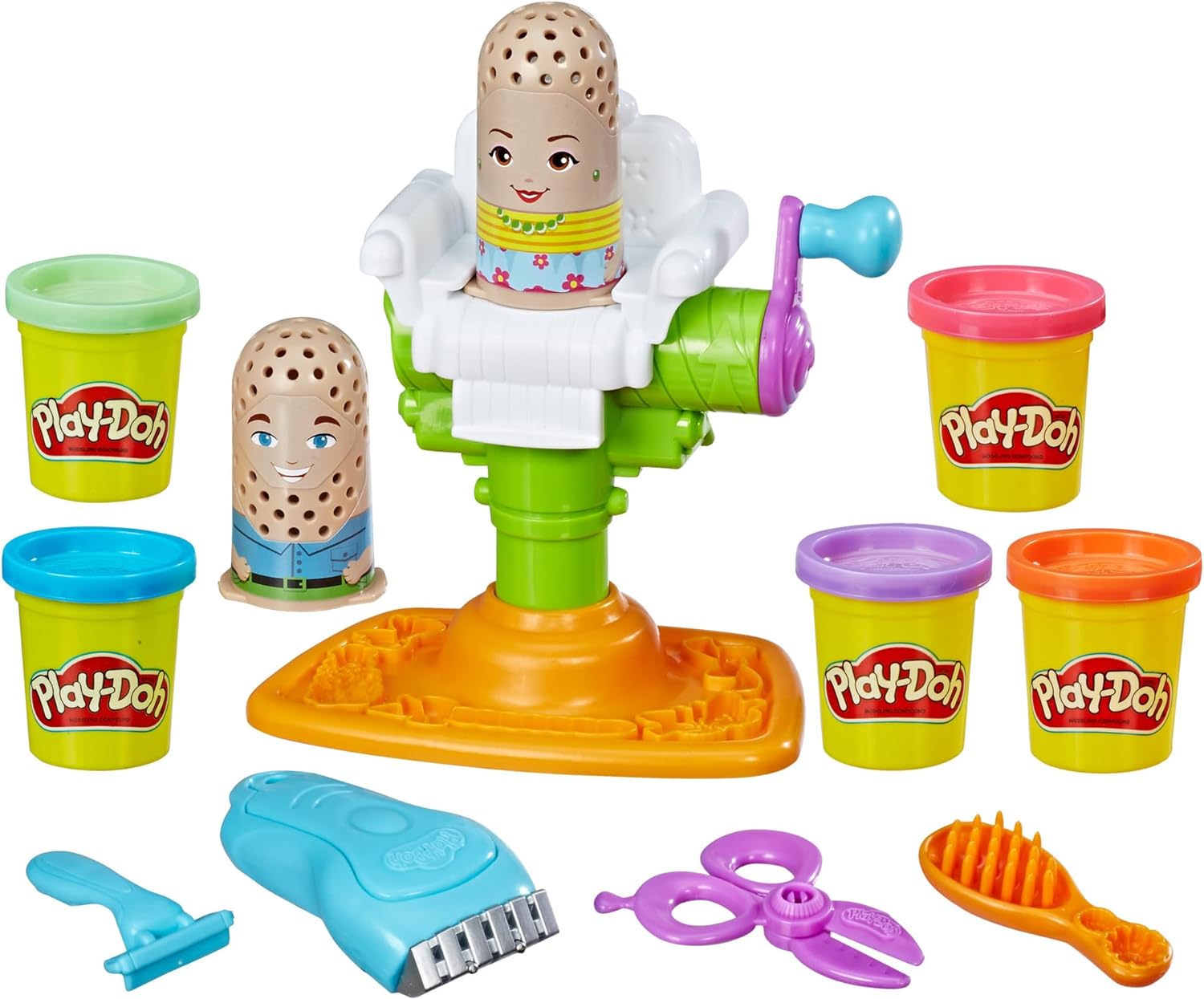 Play-Doh Buzz 'n Cut Fuzzy Pumper Barber Shop Toy with Electric Buzzer and 5 Non-Toxic Play-Doh Colors, 2-Ounce Cans (Amazon Exclusive)