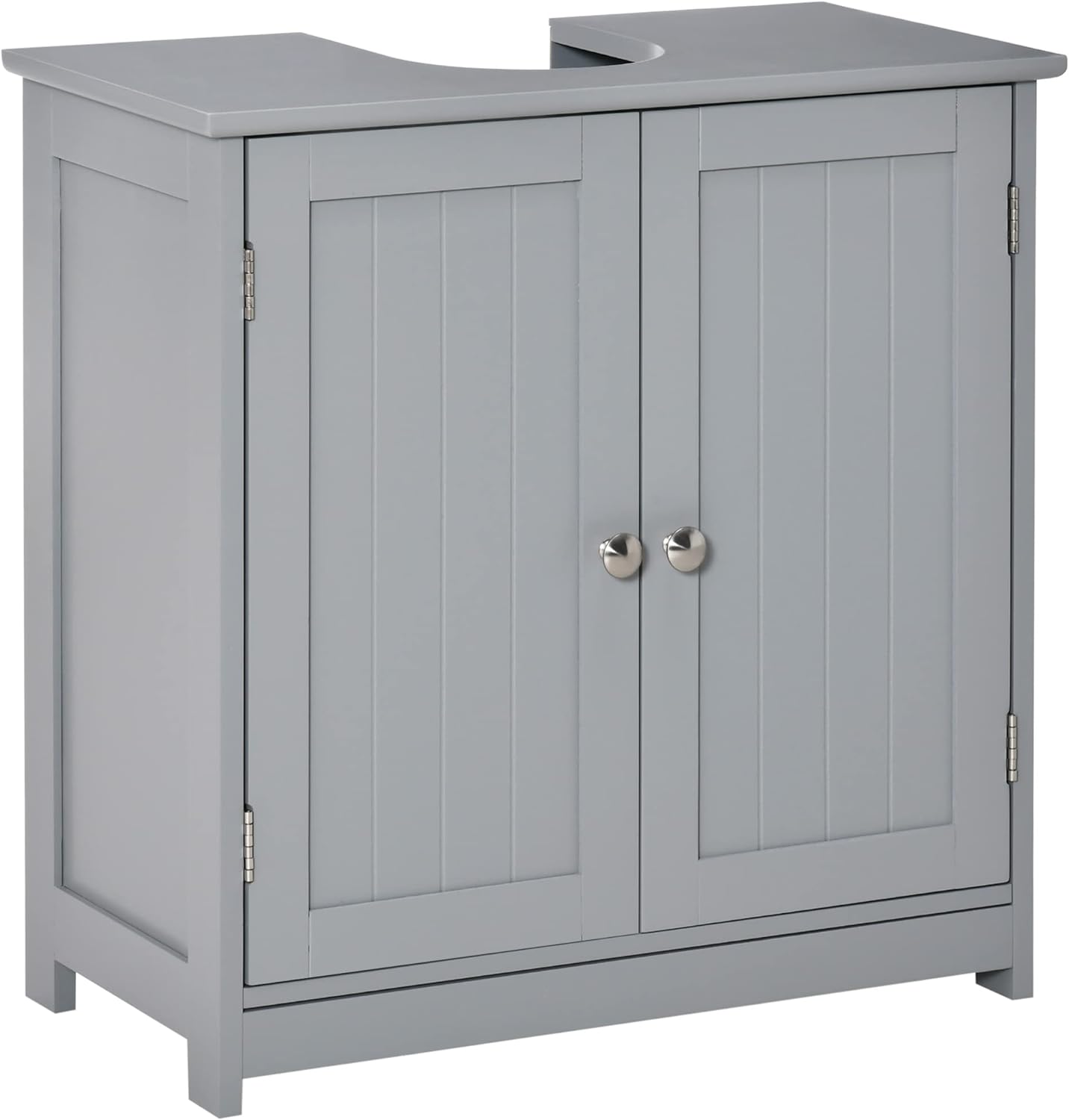 kleankin Pedestal Sink Storage Cabinet, Vanity Base Cabinet, Under Sink Bathroom Cabinet with U-Shape Cut-Out and Adjustable Internal Shelf, Gray