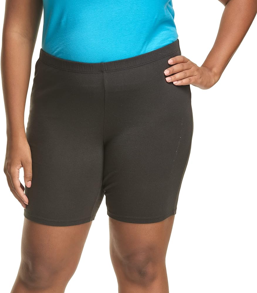 Just My Size Plus Size Women's Stretch Jersey Bike Shorts, Pull-On Bike Shorts, 9"