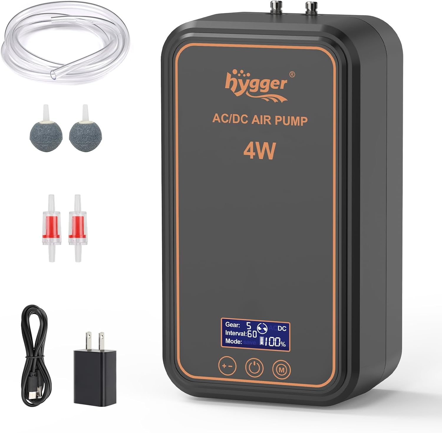 hygger Aquarium Air Pump, Rechargeable Portable Oxygen Pump with Single/Dual Outlets, Ultra Quiet Battery Powered Air Bubbler for Fish Tank up to 200 Gallo