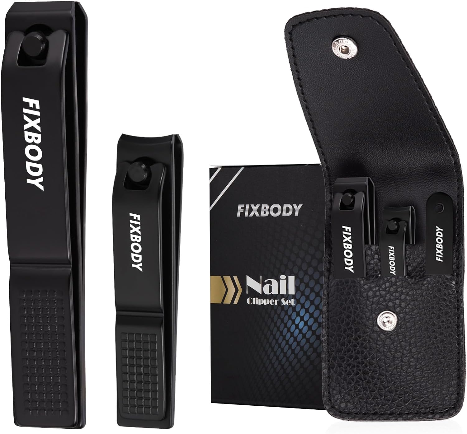 FIXBODY Nail Clipper Set  Fingernails Clippers & Toenails Clippers & Nail File, Nail Cutter, Nail Clippers for Men, Finger Nail Clippers for Adult, Fingernail Clippers for Women