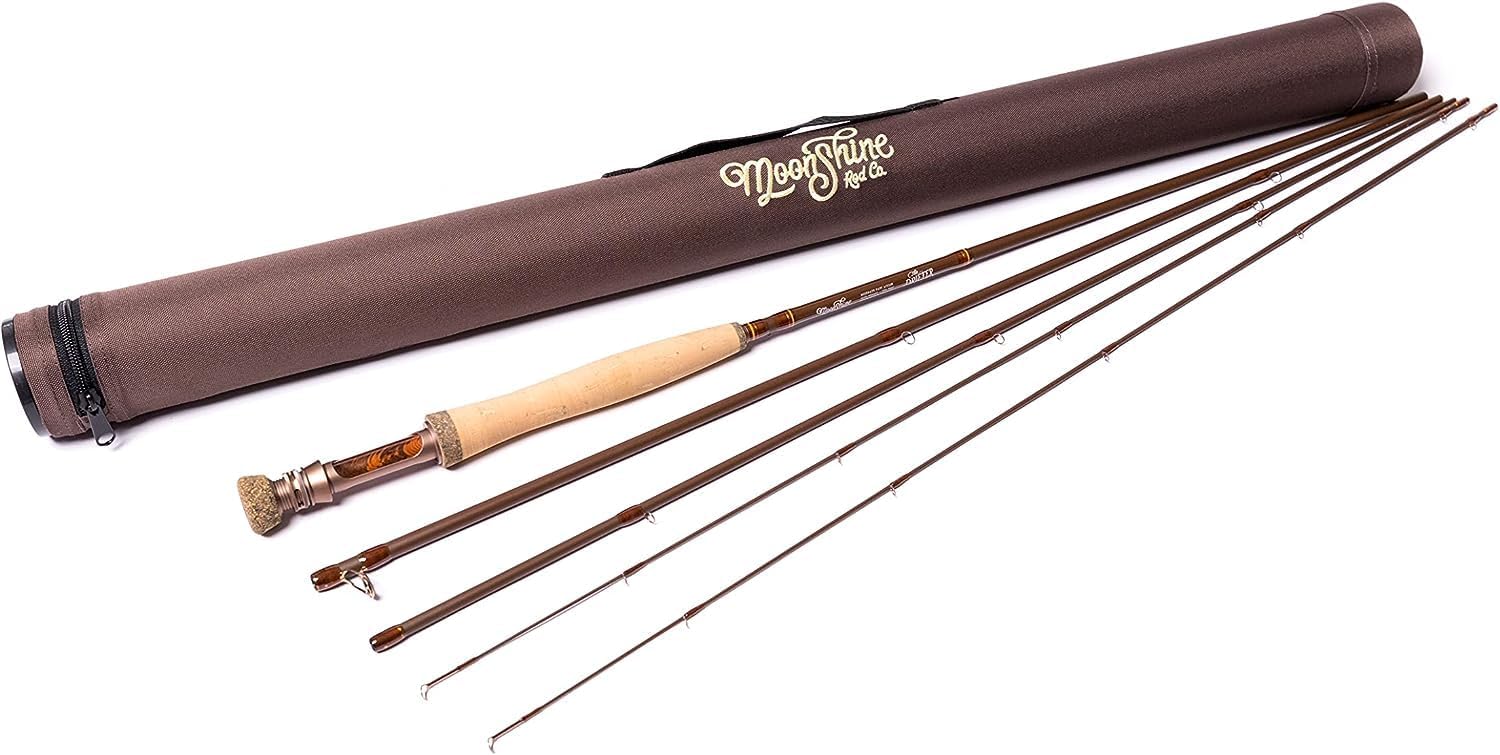 Moonshine Rod Co. Fly Fishing Rod with Carrying Case and Extra Rod Tip Section, Slow-Medium-Fast Action, 2-12wt