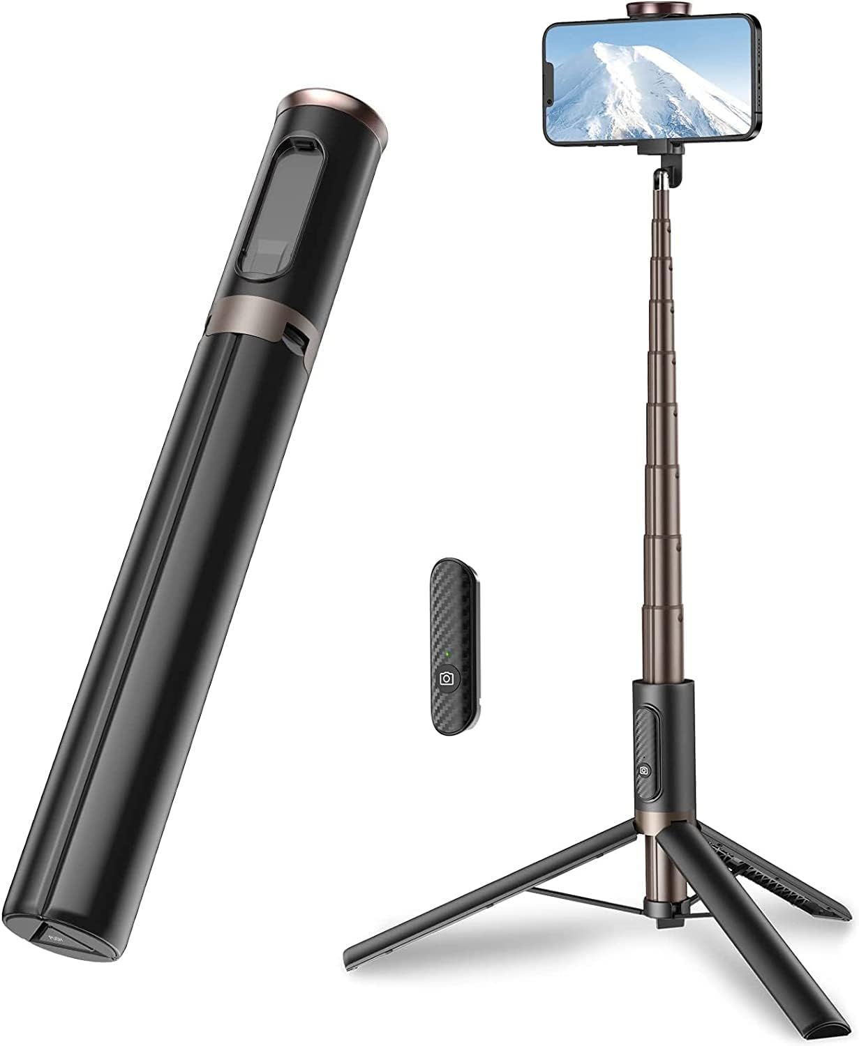 TONEOF Tripod, Cell Phone Selfie Stick, 60 Inch All-in-1 Stand with Integrated Wireless Remote, Lightweight and Portable, Extendable Tripod for 4-7 Inch iPhone and Android (Gold)