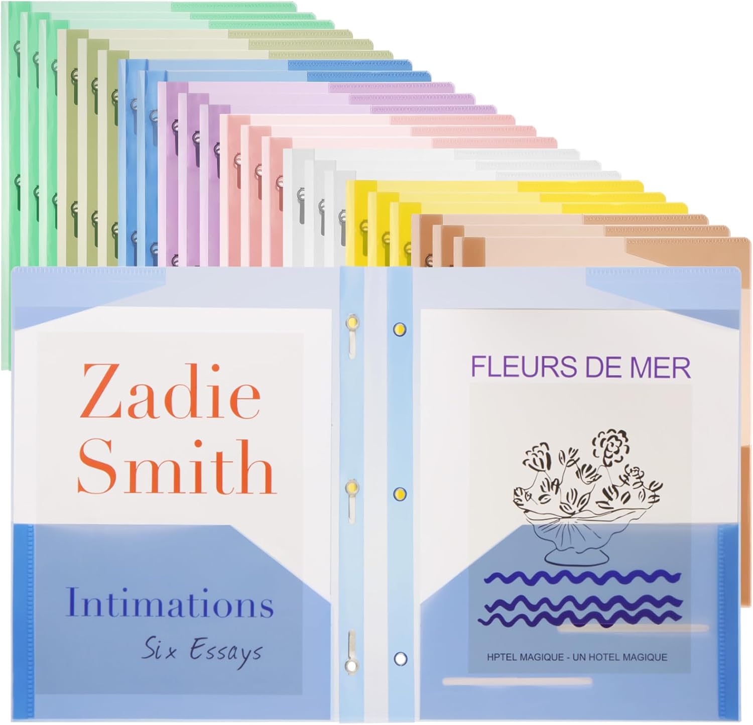 EOOUT Plastic Folders with Pockets and Prongs, 24 Pack, Letter Size, Pastel Colors