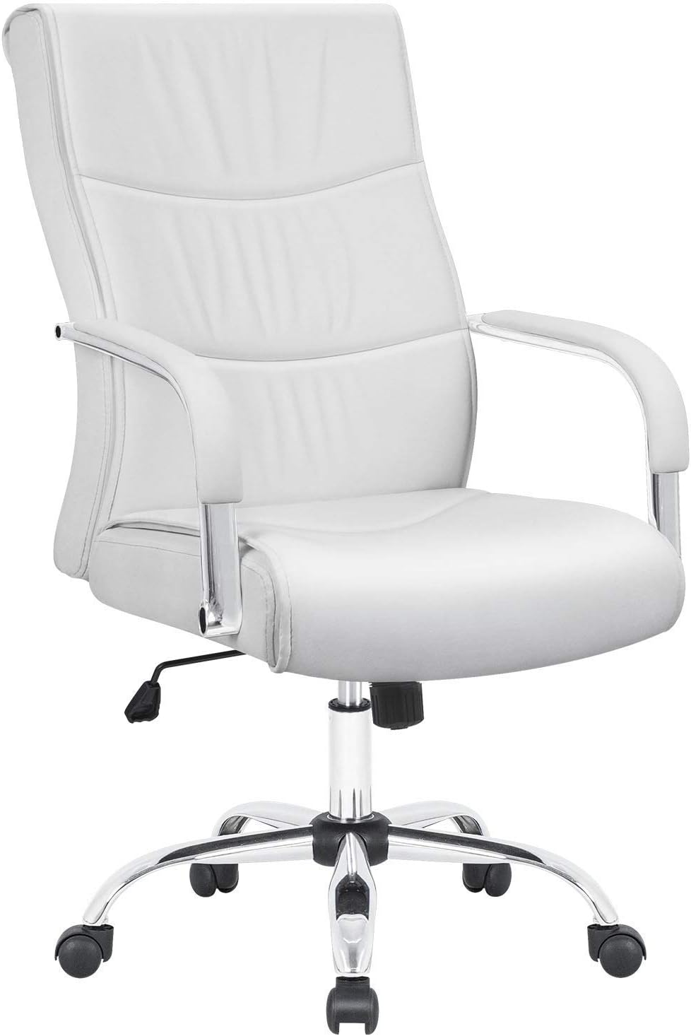 Furmax High Back Office Desk Chair Conference Leather Executive with Padded Armrests, Adjustable Ergonomic Swivel Task Chair with Lumbar Support (White)