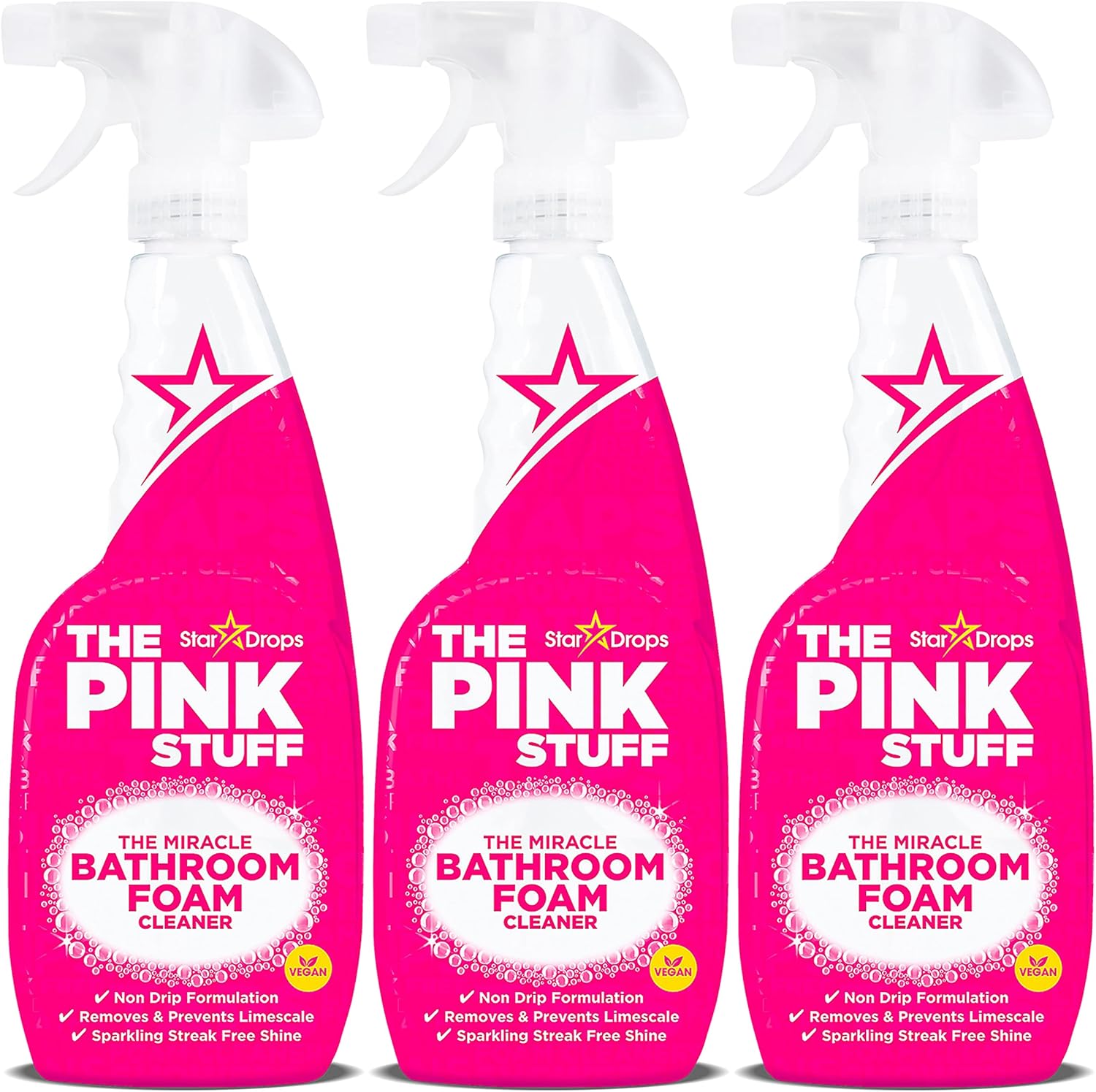 Stardrops - The Pink Stuff - The Miracle Bathroom Foam Cleaner 750ml 3-Pack Bundle (3 Bathroom Foam Spray)