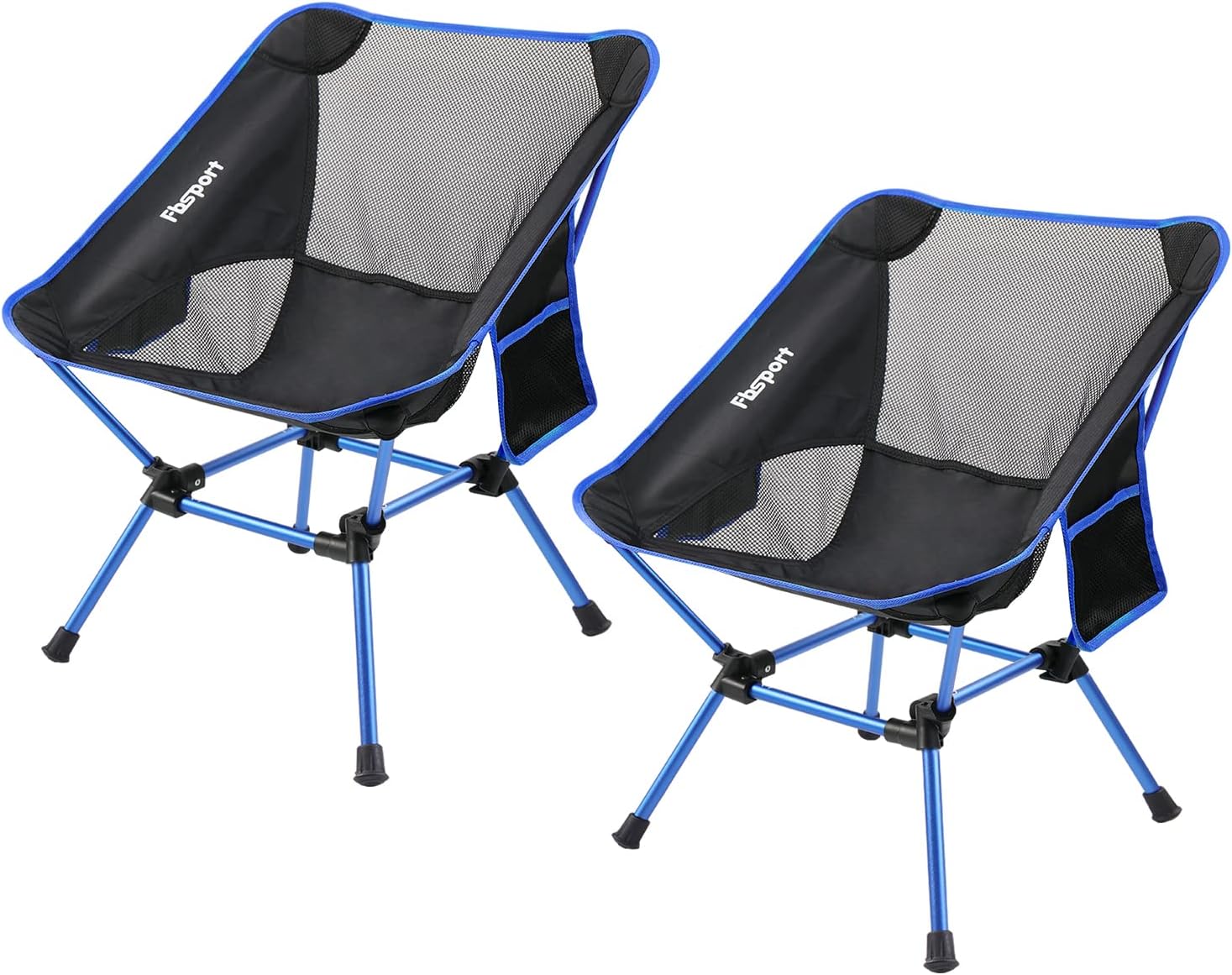 FBSPORT 2 Pack Portable Camping Chairs Lightweight Backpacking Chair Compact & Heavy Duty for Camp, Backpack, Hiking, Beach, Picnic, with Carry Bag