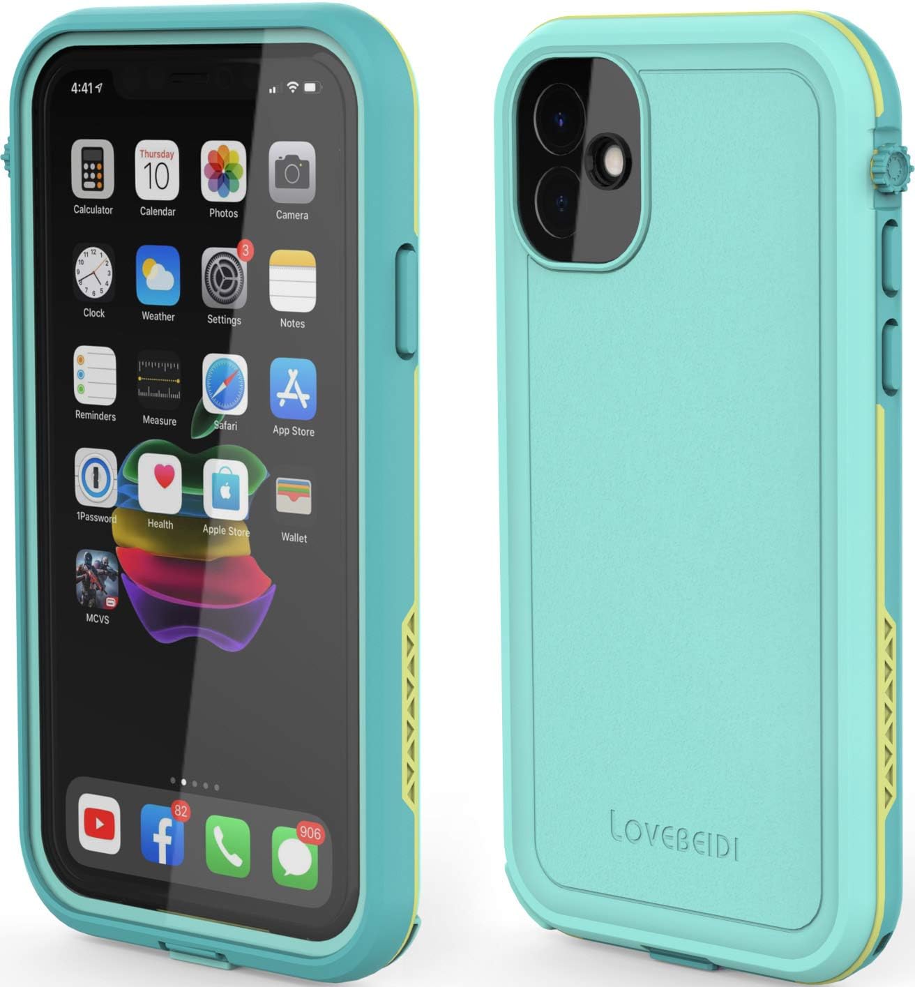 for iPhone 11 Waterproof Case 6.1 Screen Protector Underwater Shockproof Full-Body Dustproof Rugged Case for Aplle iPhone 11 (Cyan Green)