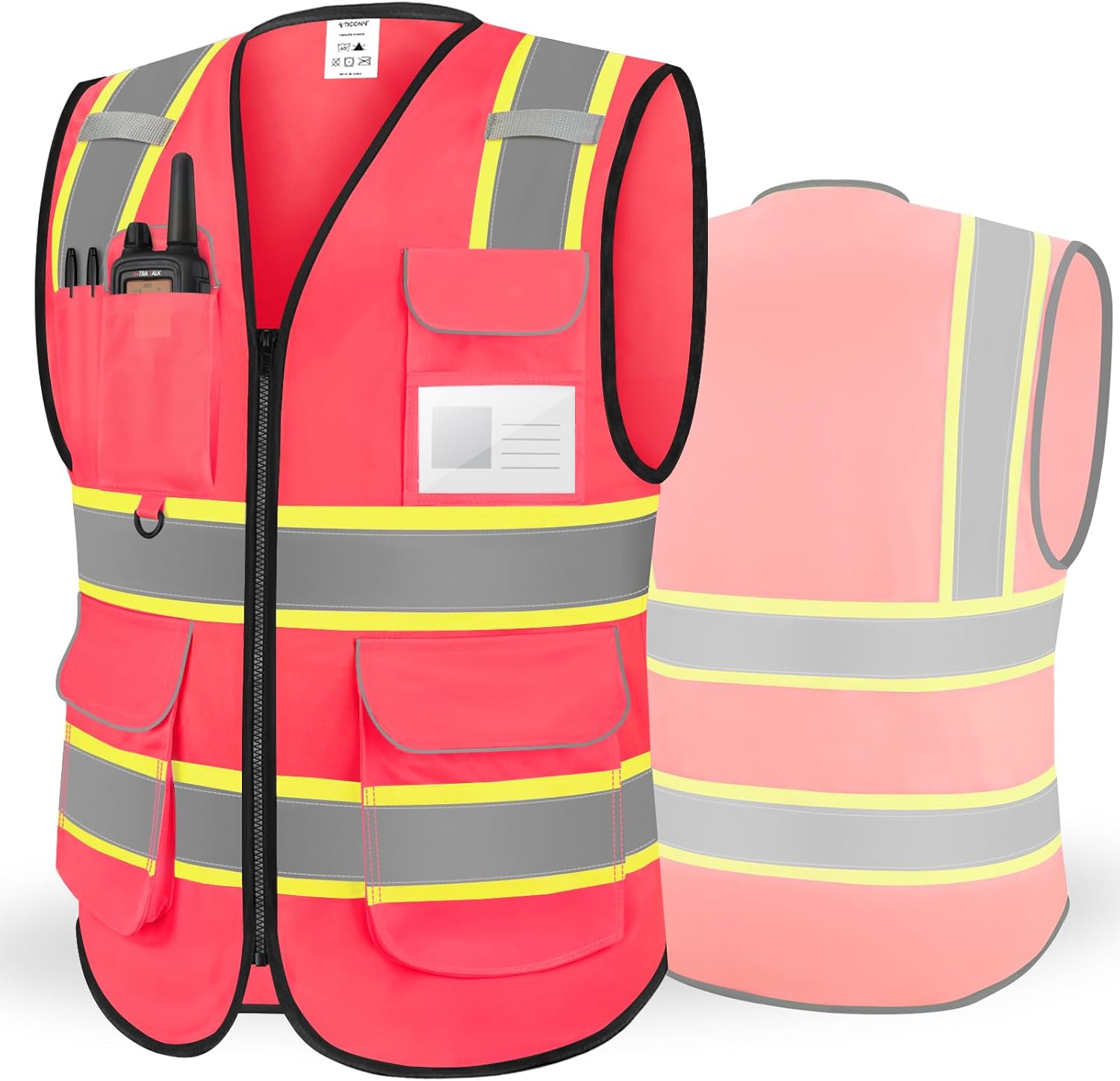 TICONN Reflective Safety Vest High Visibility Class II Mesh Vest for Women & Men Meets ANSI Standards