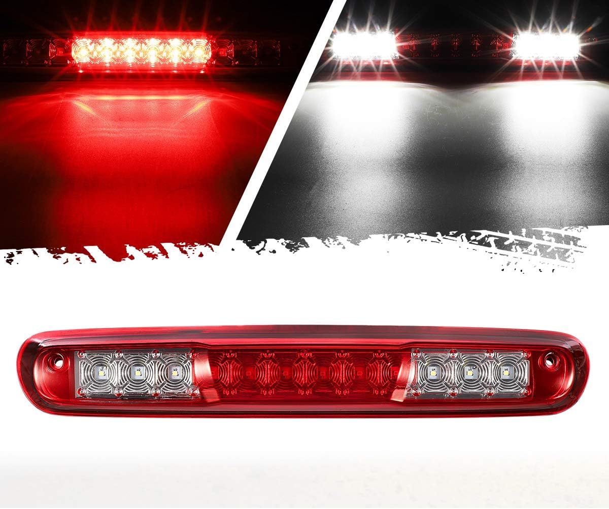 Partsam High Mount Stop Light Led Third 3rd Brake Light Replacement for Silverado and Sierra 1500 2500 HD 3500 HD 2007 to 2013 Rear Cab Roof Center Mount Stop Brake Tail Light Cargo Lamp (Red Lens)