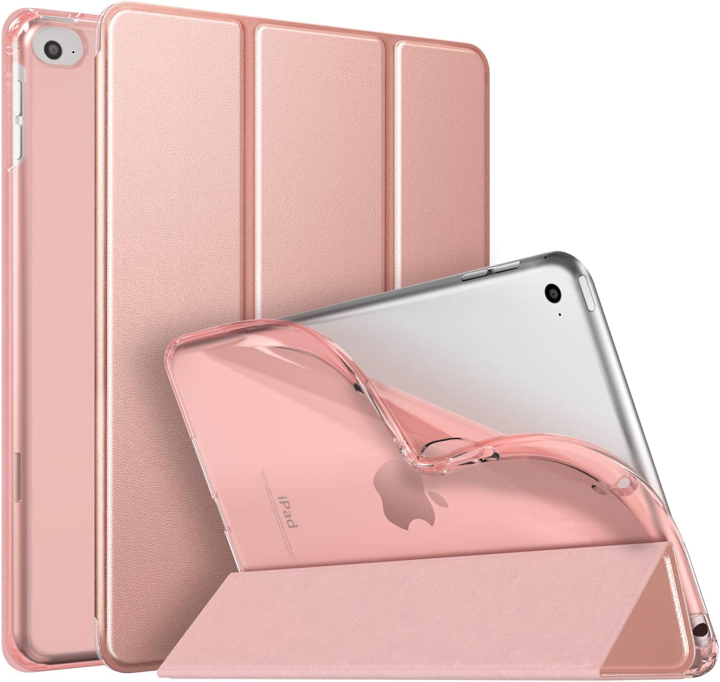 MoKo Case Fit iPad Mini 5 2019 (5th Generation 7.9-inch) iPad Mini 4, Slim Smart Shell Stand Folio Protective Cover with Soft TPU Translucent Frosted Back, Auto Wake/Sleep - Rose Gold