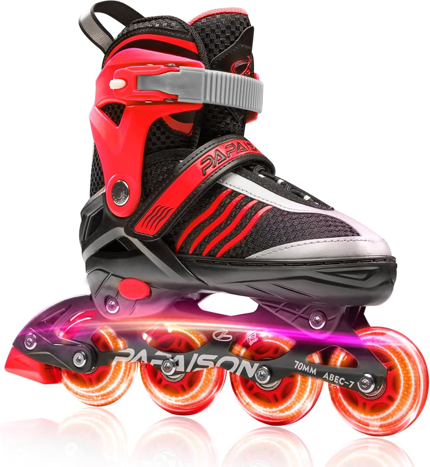 PAPAISON Adjustable Inline Skates Boys Ages 4-12, Roller Skates for Girls Kids with Full Light Up Wheels, Outdoor Skates Illuminating Skates for Children Teens Women