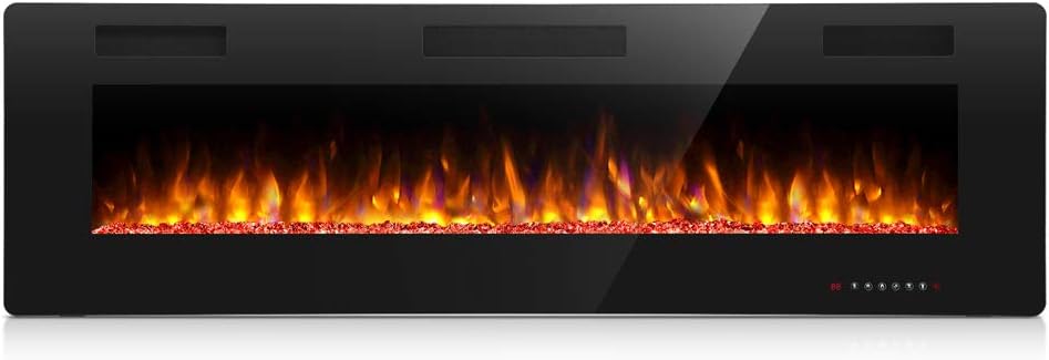 Antarctic Star 60 Inch Electric Fireplace in-Wall Recessed and Wall Mounted, Fireplace Heater and Linear Fireplace with Multicolor Flame, Timer, 750/1500W Control by Touch Panel & Remote��