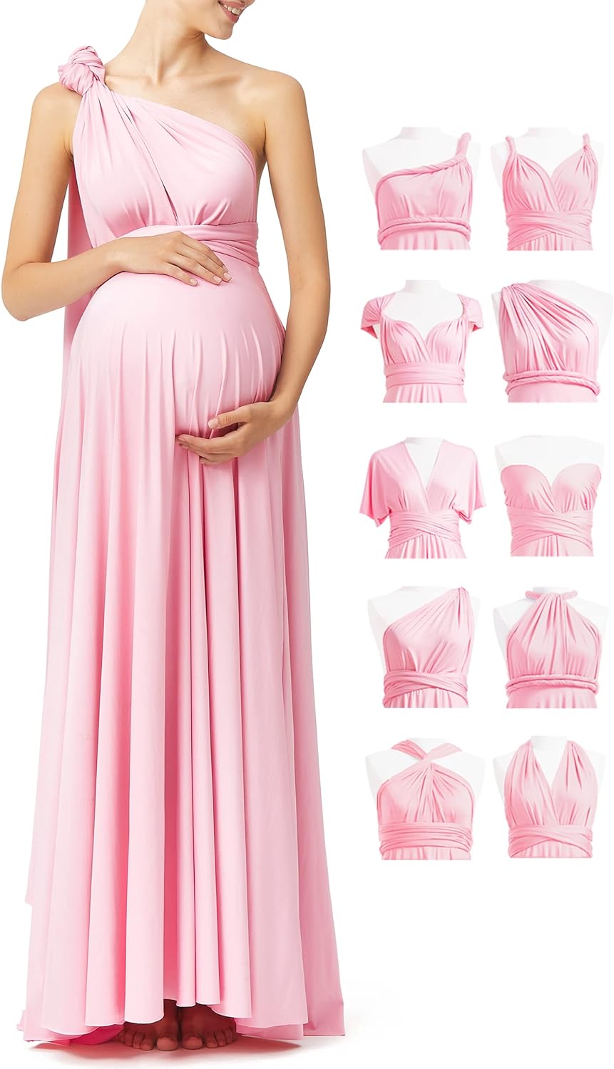 Maternity Dress for Baby Shower, Infinity Bridesmaid Dress, Long Wrap Wedding Guest Maternity Photoshoot Dress