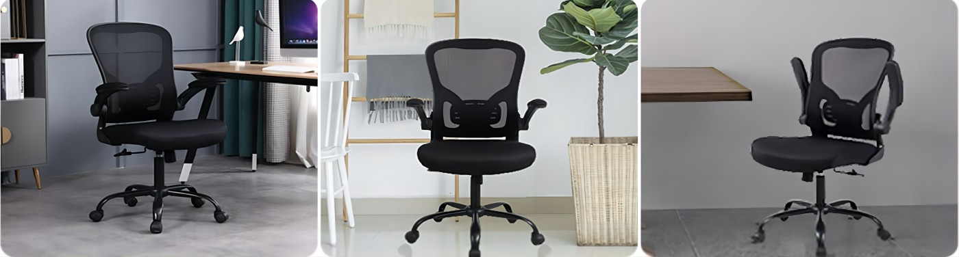 Flysky Ergonomic Office Desk Chair Breathable Mesh Swivel Computer Chair, Lumbar Back Support Task Chair, Office Chairs with Wheels and Flip-up Arms,Executive Rolling Chair