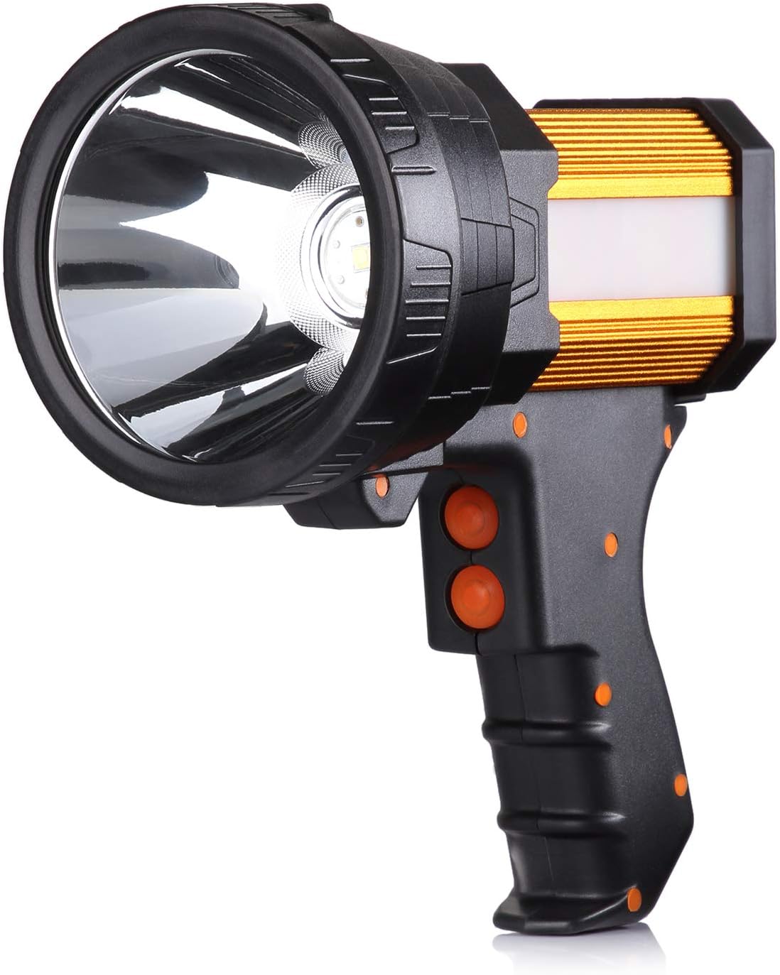 BUYSIGHT Rechargeable Spotlight,Spot Lights Hand held 1000,000 lumens Large Flashlight Handheld Spotlight Lightweight and Super Bright Flashlight (Aluminium_Alloy Golden)