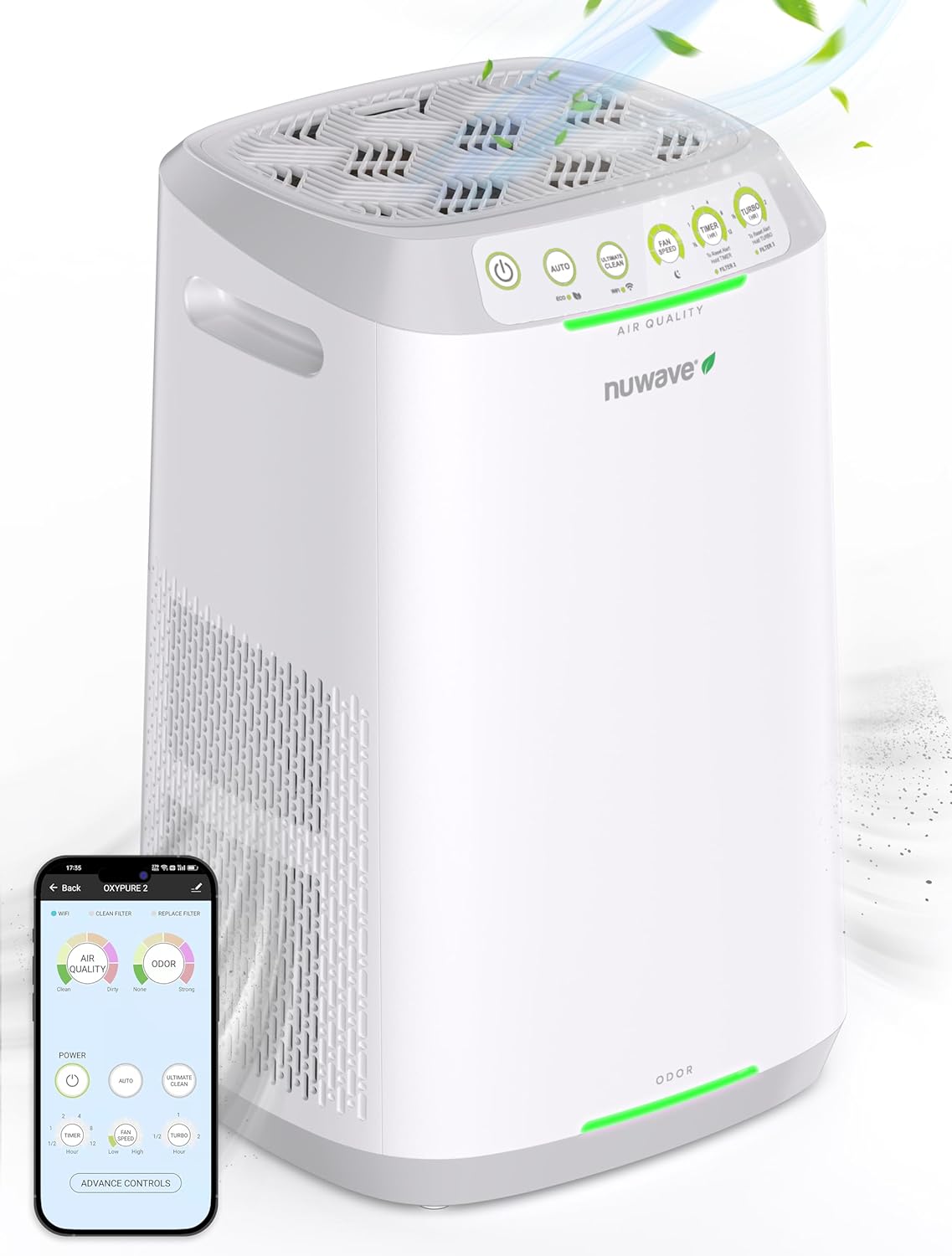 Nuwave Air Purifiers for Home Large Room, 20Yr Washable and Reusable Bio Guard Filter, Air Purifier for Allergies, Smoke, Dust, Pollen, Removes up to 100% Particles 3x Smaller Than HEPA, Sleep Mode