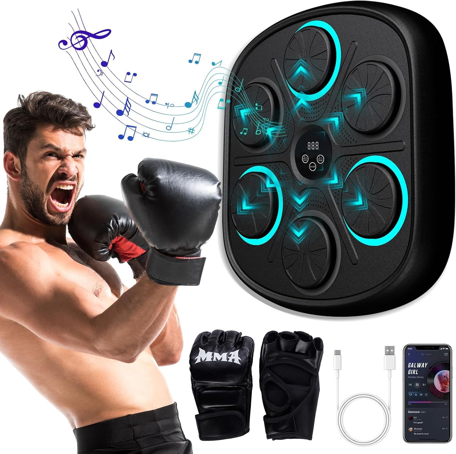 2024 Smart Music Boxing Machine: Home Wall-Mounted Training Gear - Bluetooth Interactive Fun - Fitness and Reflex Improvement