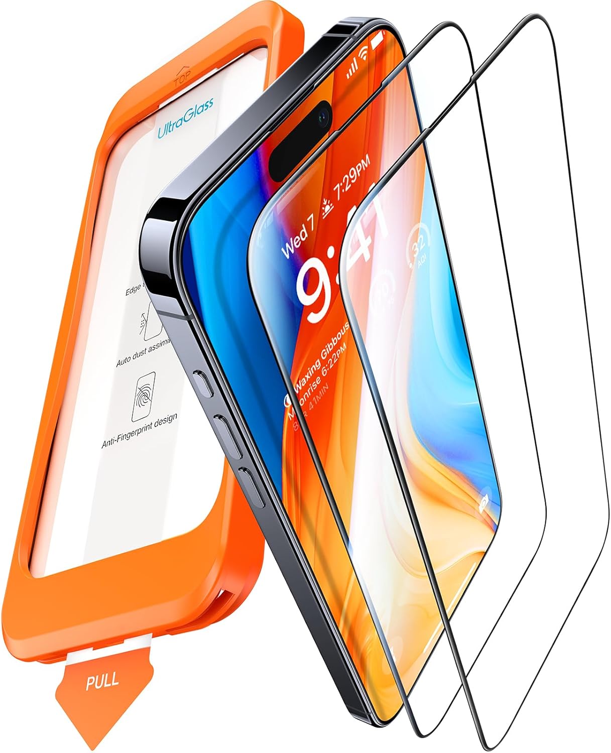 UltraGlass 9H+ Glass for iPhone 15 Plus Screen Protector [UNBREAK 9H+ Shatterproof & Full Coverage] Tempered Glass [Longest Durable] Military-Grade Protection, 2 Packs