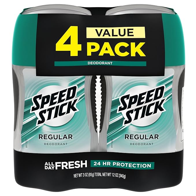 Speed Stick Deodorant for Men, Aluminum Free, Regular - 3 Ounce (4 Pack)