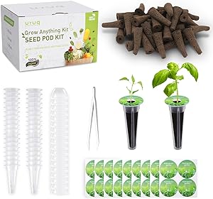 140Pcs Hydroponic Pods Supplies: Grow Anything Kit with 35 Grow Sponges, 35 Grow Baskets, 35 Grow Domes, 35 Pod Labels - Compatible with Hydroponics Growing System Indoor Garden from Most Brands