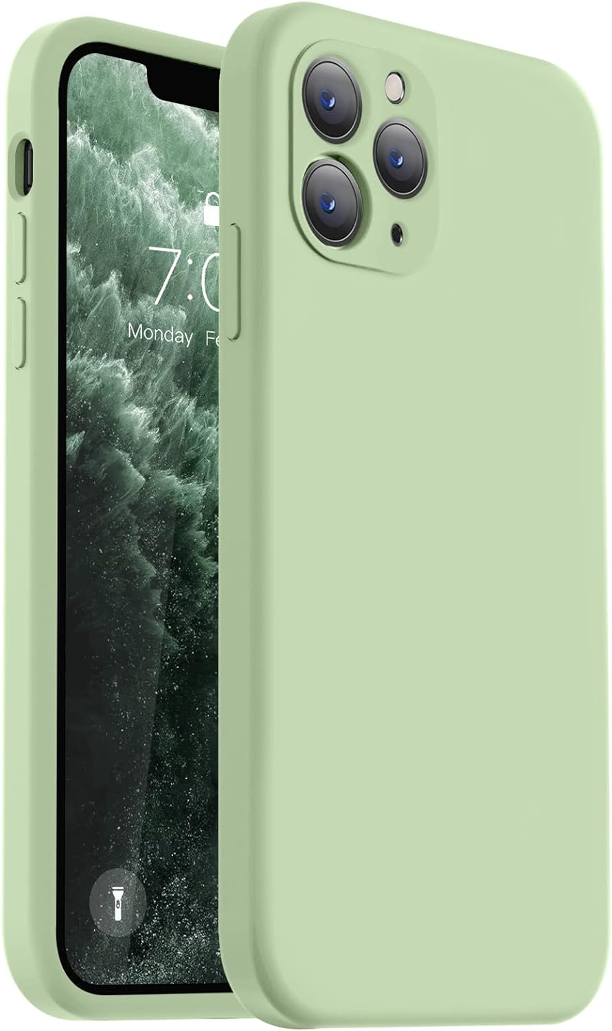 Vooii Compatible with iPhone 11 Pro Max Case, Upgraded Liquid Silicone with [Square Edges] [Camera Protection] [Soft Anti-Scratch Microfiber Lining] Phone Case for iPhone 11 Pro Max - Matcha