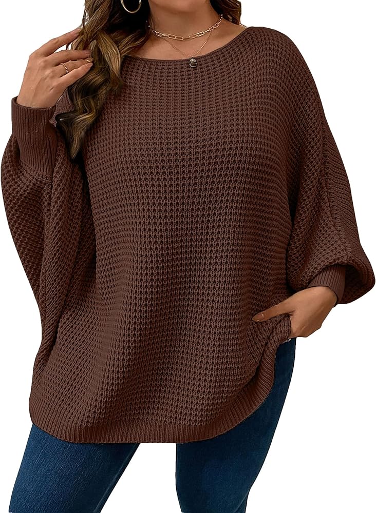SOLY HUX Women's Plus Size Crewneck Long Sleeve Casual Sweater Pullover Tops