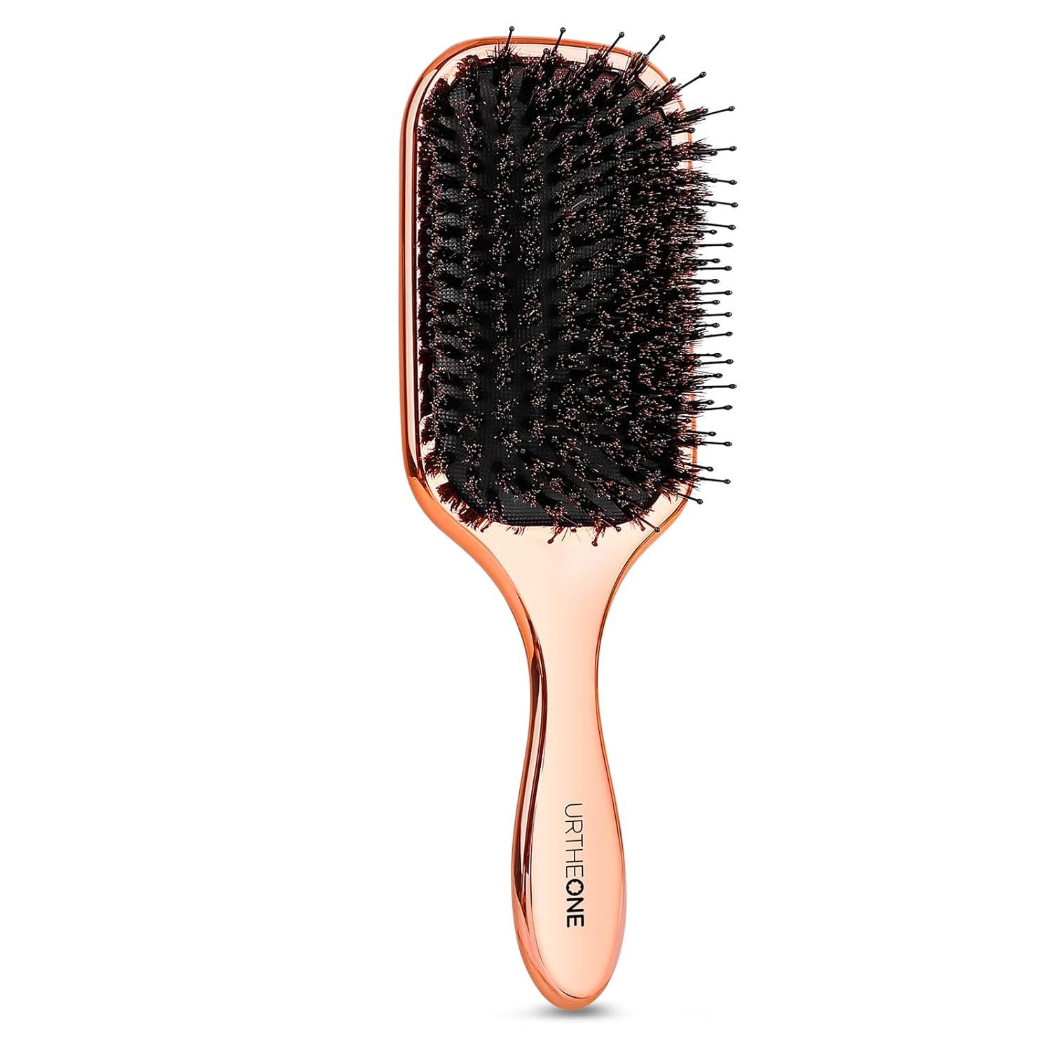 Hair Brush, Boar Bristle Hair Brushes for Women men Kids Curly Think Thin Wavy Long Short Dry Hair,Paddle hairbrush and Wide Tooth Comb for Home and Travel Detangling Smoothing Massaging(Rose Gold)