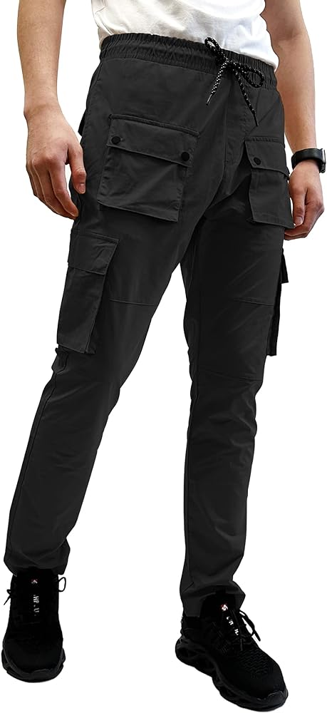 Southpole Men's Lightweignt Tech Woven Nylon Pants, Water Resistant, Quick Dry, 4 Pockets