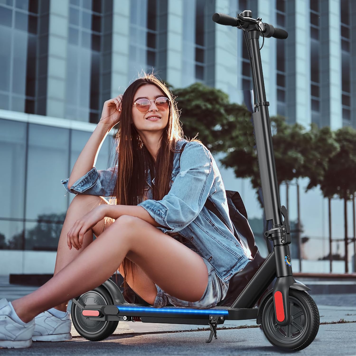 Caroma Electric Scooter, 20-25 Miles Range & 20 MPH Speed, 500W Cruise Control Electric Scooter Adults, 9/10 Solid Tires, Fast Folding E Scooter Bike for Commute, Shock Absorption & Braking System