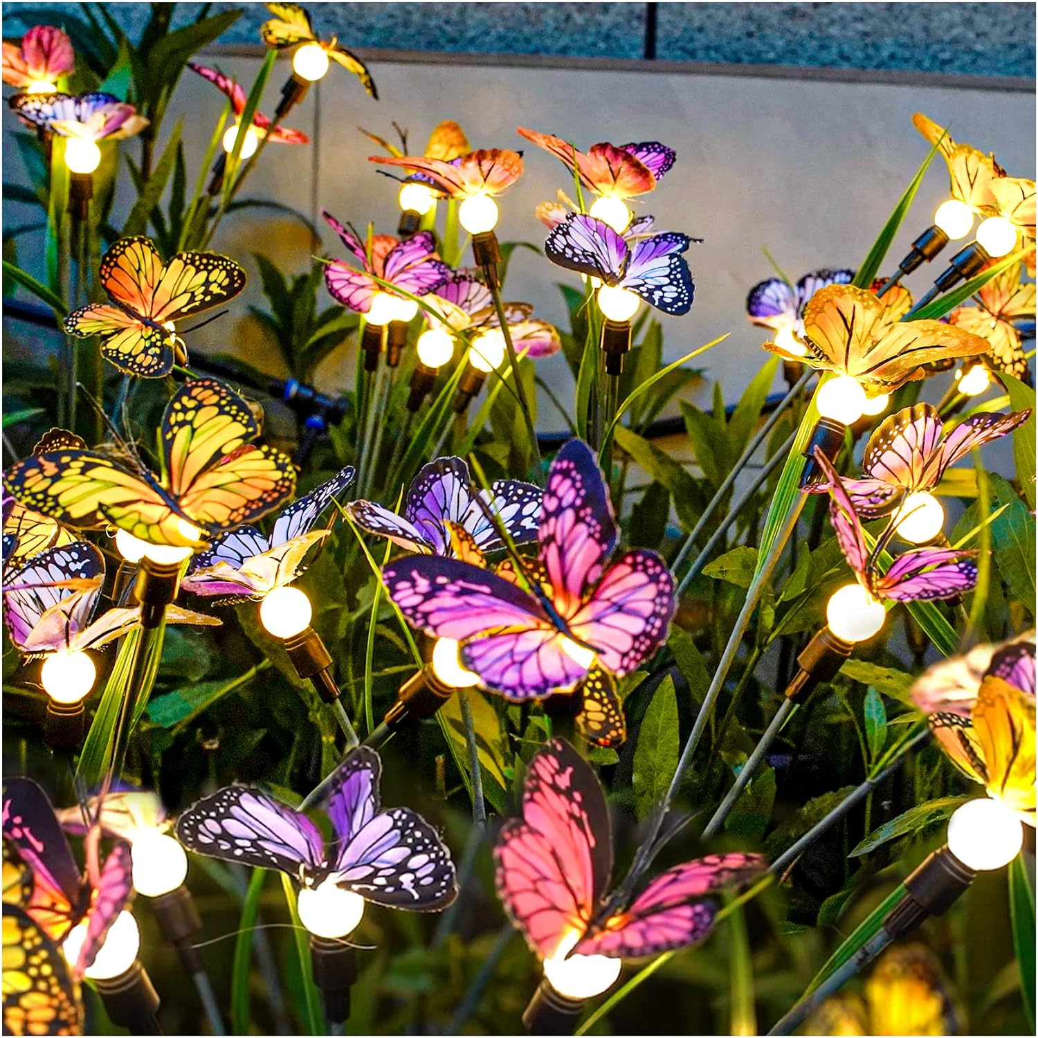 TONULAX Solar Garden Lights - Newest Swaying Butterfly Light, Swaying in The Wind, Solar Outdoor Lights, Yard Patio Pathway Decoration, High Flexibility Iron Wire & Realistic Butterflies (2 Pack)