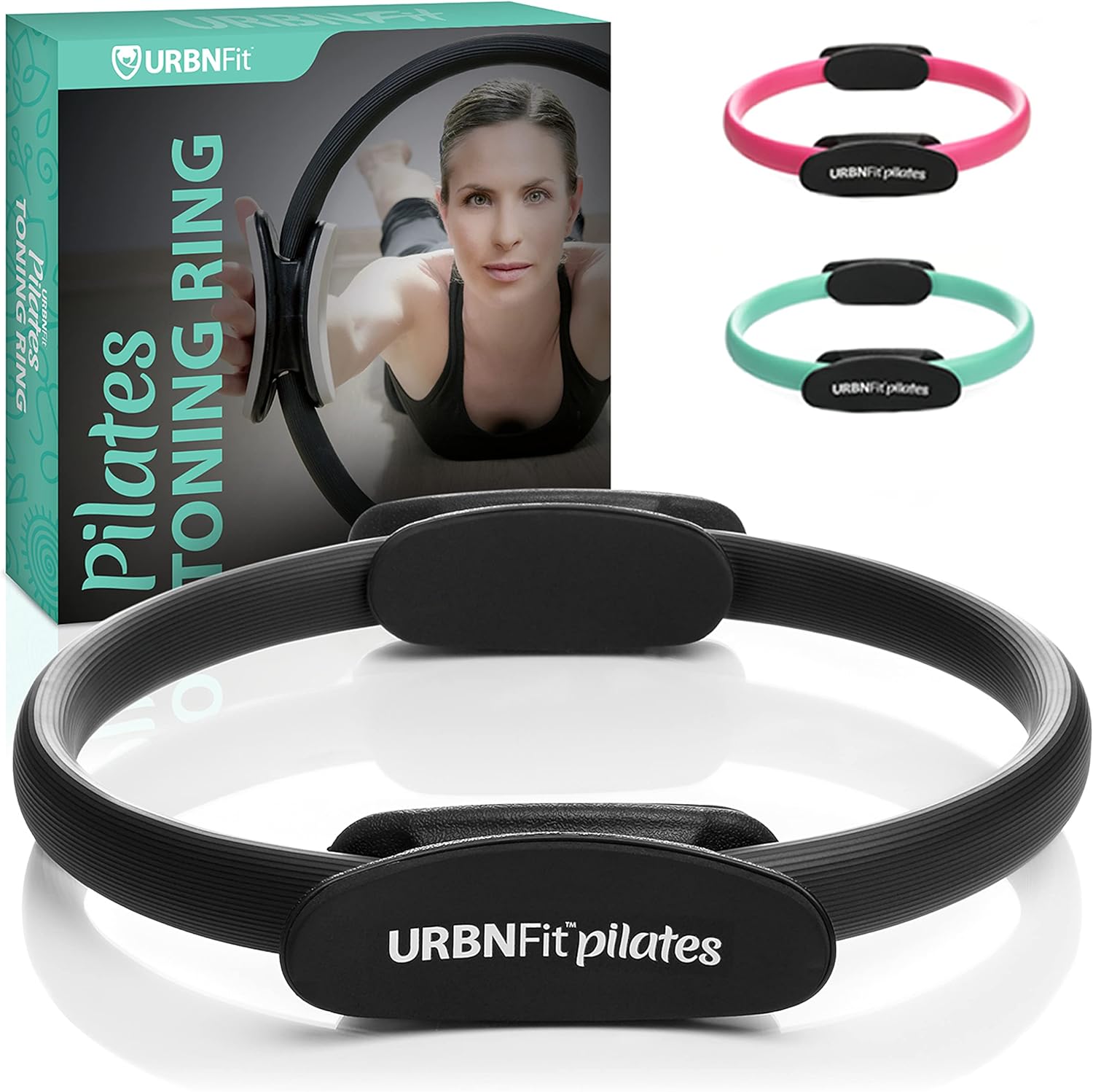 URBNFit Pilates Ring - 12 Magic Circle w/Dual Grip, Foam Pads for Inner Thigh Workout, Toning, Fitness & Pelvic Floor Exercise - Yoga Rings w/Bonus Exercise Guide