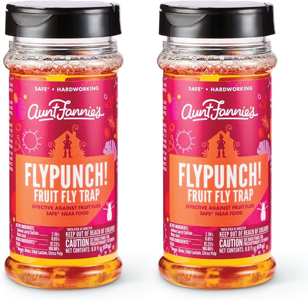 Aunt Fannies FlyPunch Fruit Fly Trap (2 Pack): for Indoor and Kitchen Use  Made with Plant Based Ingredients