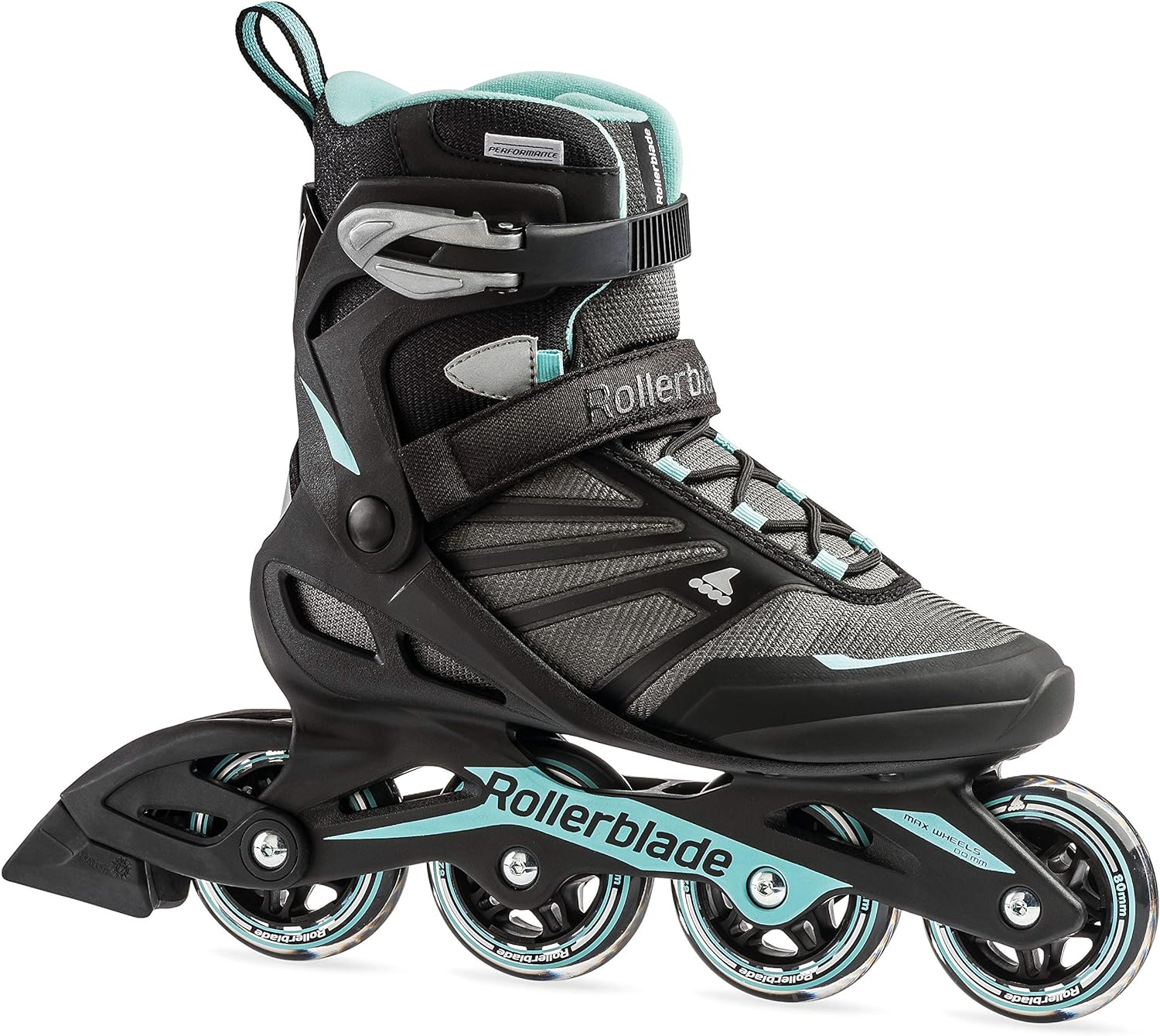 Rollerblade Zetrablade Women' Adult Fitness Inline Skate, Black and Light Blue, Performance Inline Skates